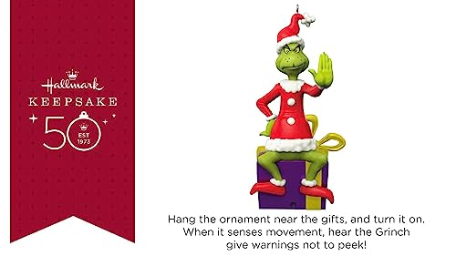 Hallmark Keepsake Christmas Ornament 2023, Dr. Seuss's How the Grinch Stole Christmas! Grinch Peekbuster Ornament With Motion-Activated Sound, Gifts for Grinch Fans