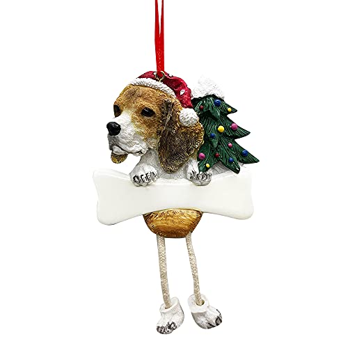 Beagle Ornament with Unique "Dangling Legs" Hand Painted and Easily Personalized Christmas Ornament