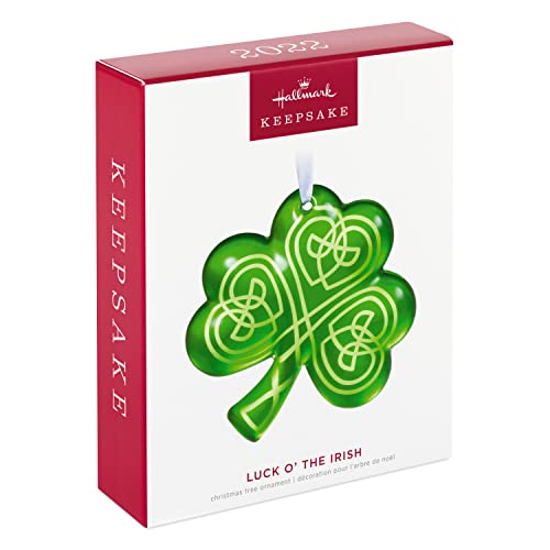 Hallmark Keepsake Christmas Ornament 2022, Luck o’ The Irish Shamrock, Glass