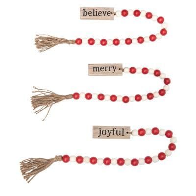 Bright Ideas 19" "Merry" Wood Bead Garland with Tassel