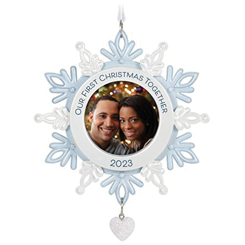 Hallmark Keepsake Christmas Ornament 2023, Our First Christmas Together Snowflake Photo Frame, Picture Gift