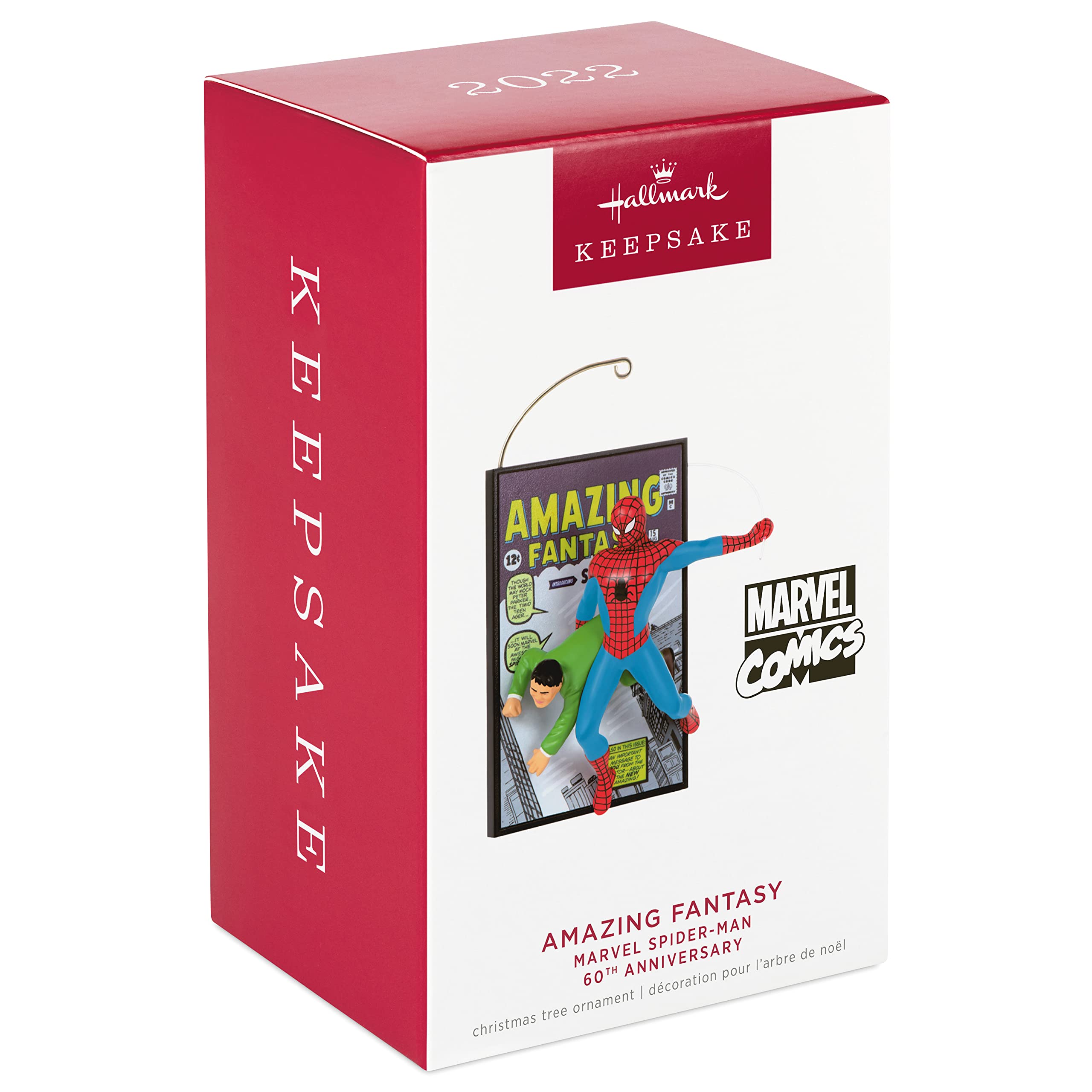 Hallmark Keepsake Plastic Christmas Ornament 2022, Marvel Spider-Man Amazing Fantasy 60th Anniversary