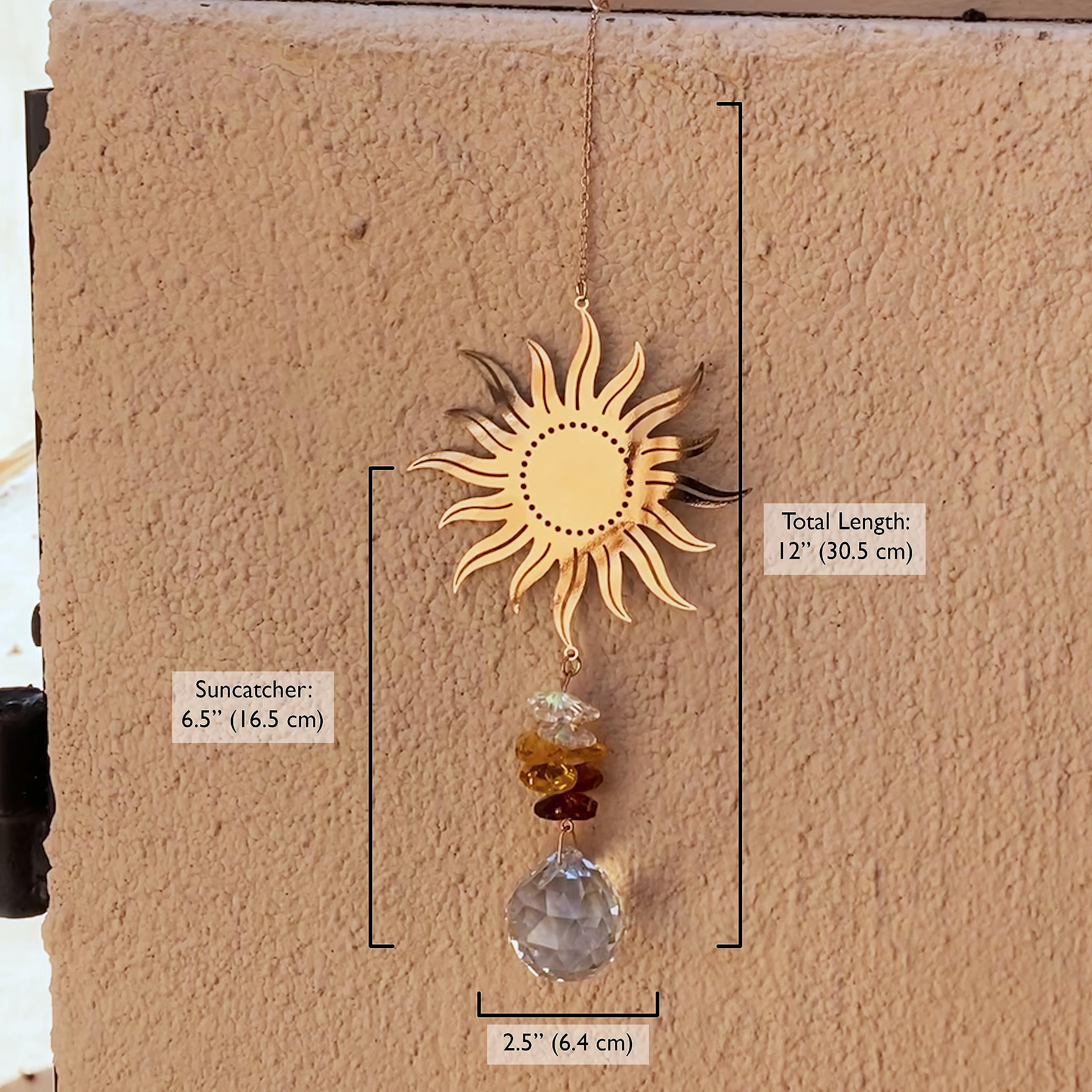 Crystal Cascade Suncatcher - Rose Gold Crystal Hanging Ornament for Windows Hanging Prism Rainbow Maker Feng Shui (Sun)