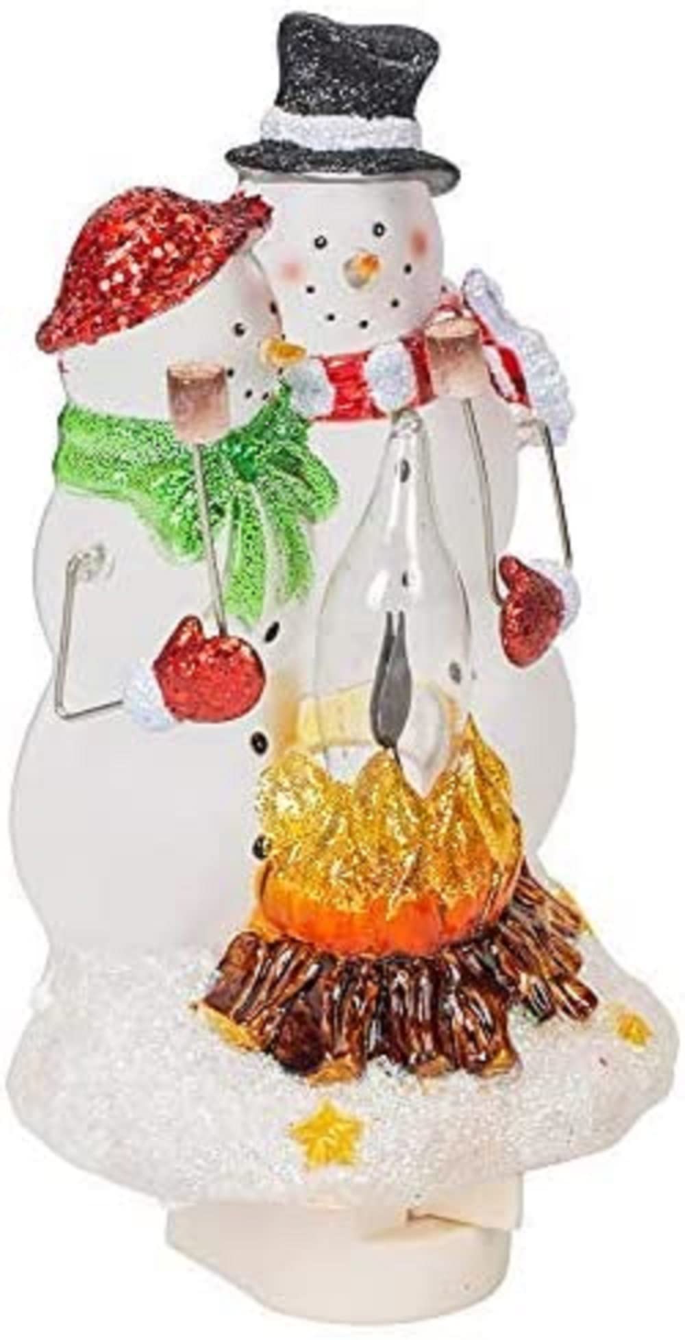 Roman Snowman Couple Christmas Campfire Flickering Night Light