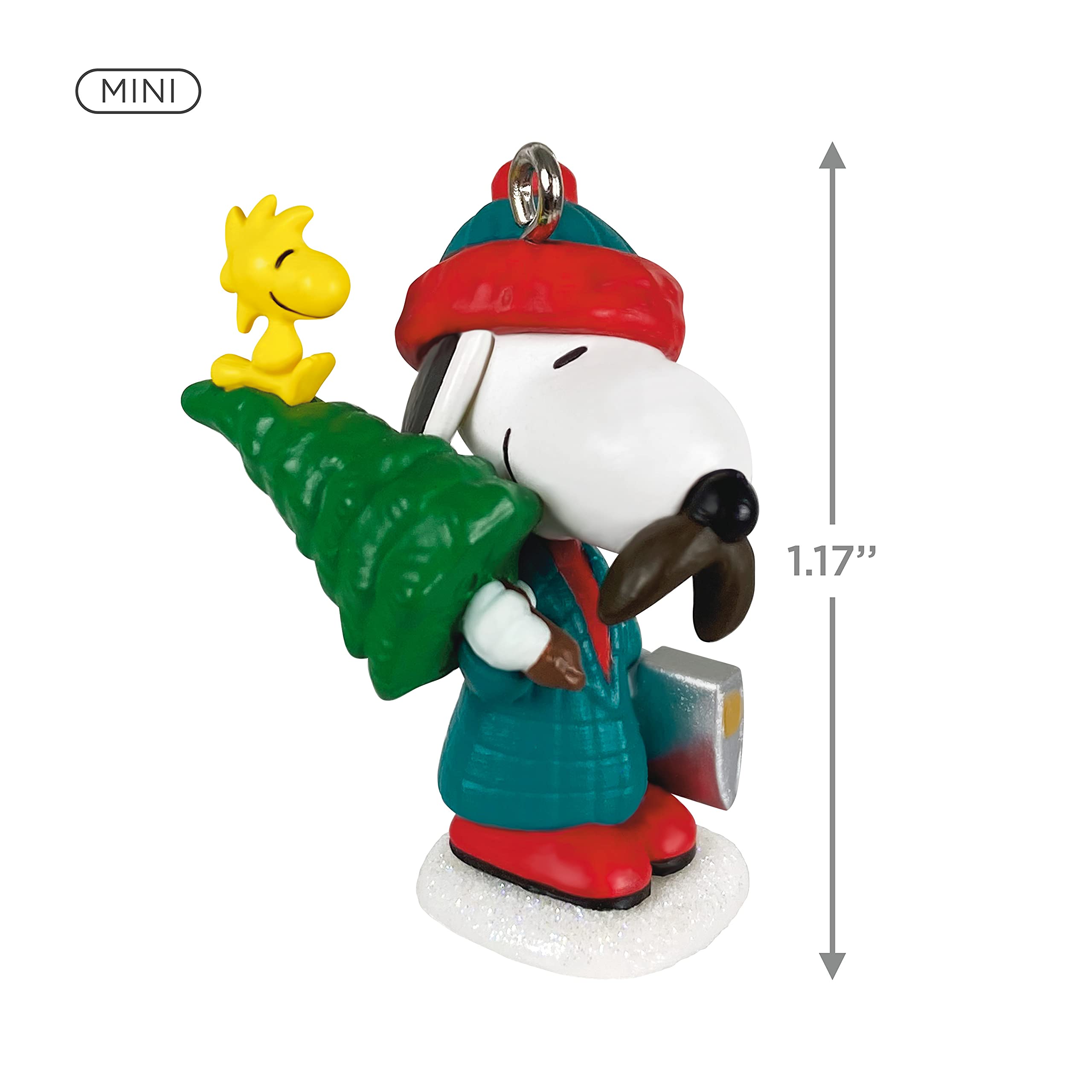Hallmark Keepsake 1.26" Miniature Christmas Ornament 2021, Peanuts Winter Fun with Snoopy, Mini