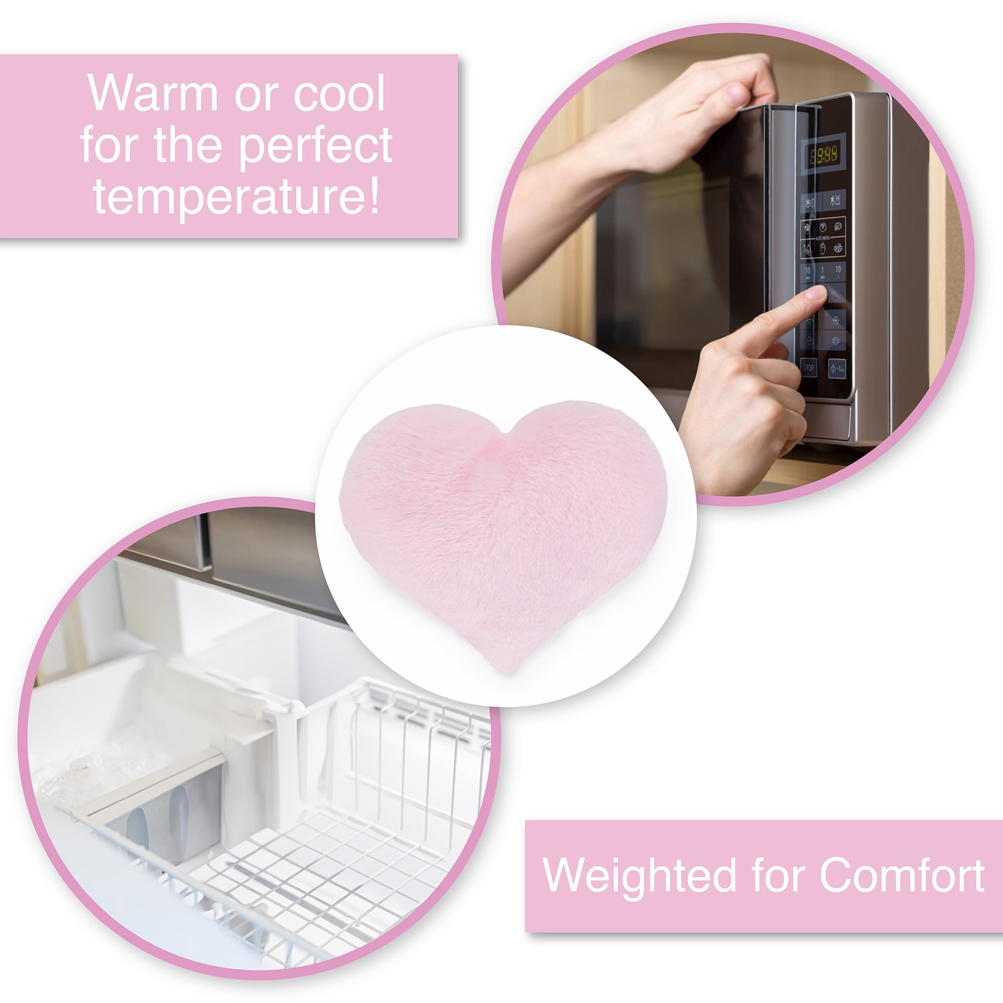 Warm Pals Pink Heart Plush Microwavable Weighted Lavender Scented Pillow NWT