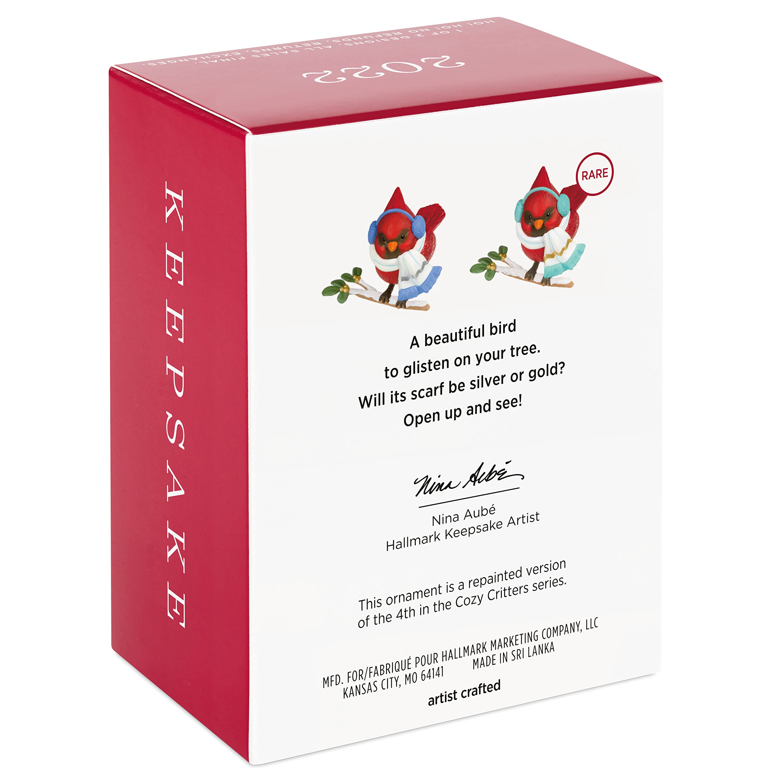 Hallmark Keepsake Christmas Ornament 2022, Cozy Critters Red Cardinal Ornament Surprise Mystery Box