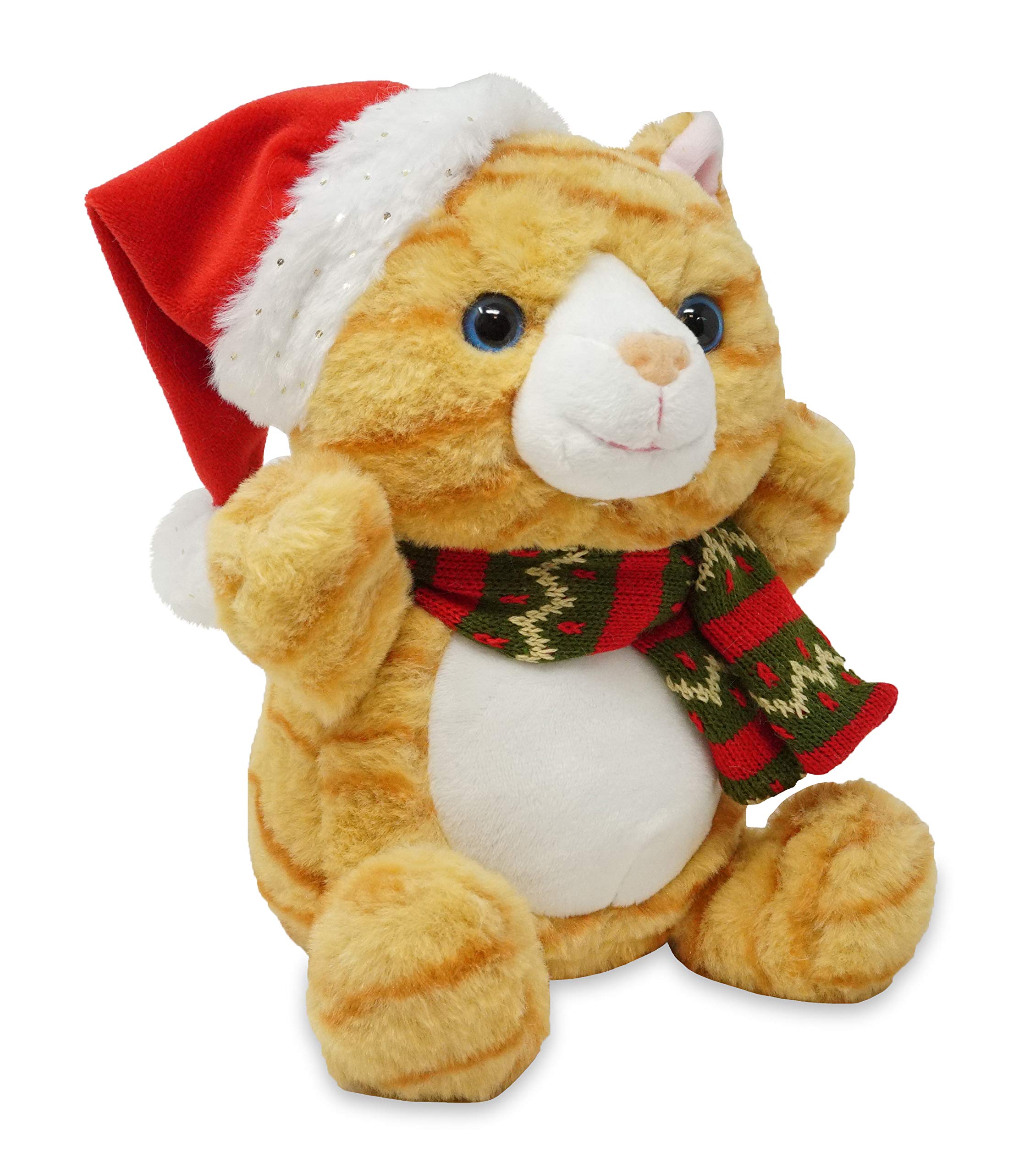 Cuddle Barn Holiday Whirlers Mittens - Animated Musical Christmas Kitty Cat Stuffed Animal Plush Toy Sings Jingle Bells (Meowing Version), 9"