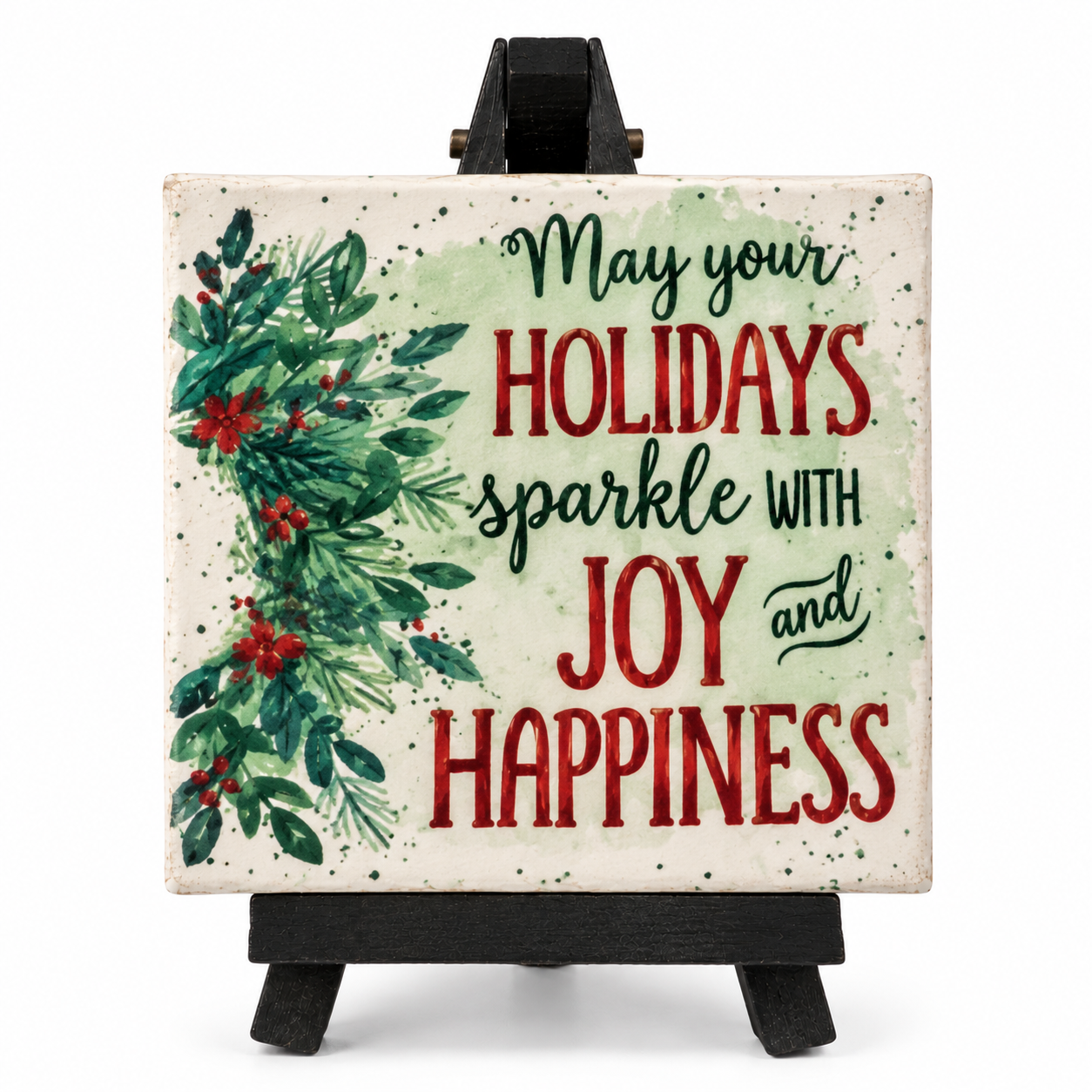 Ganz Beauty of Christmas "May Your Holidays Sparkle" Mini Canvas Plaque w/ Easel