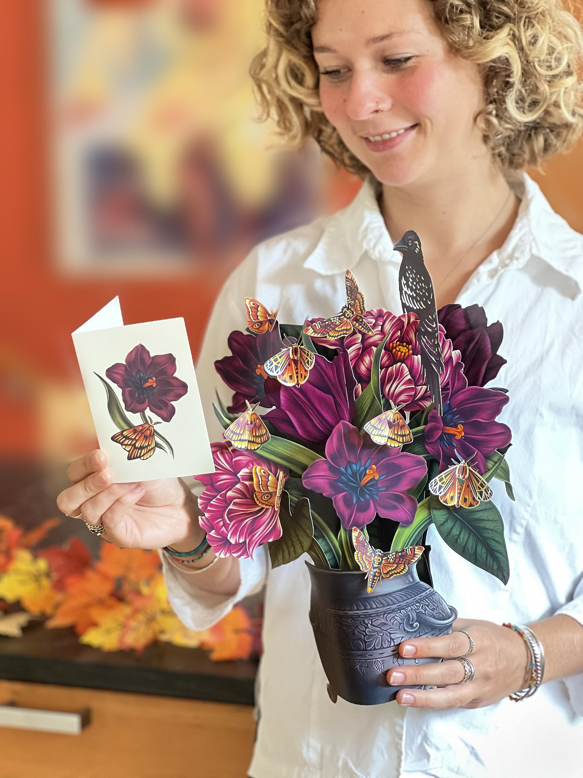 FreshCut Paper "Moonlight Garden" Life-Sized Pop-Up Flower Bouquet Card