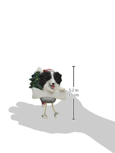 Border Collie Ornament with Unique "Dangling Legs" Hand Painted and Easily Personalized Christmas Ornament