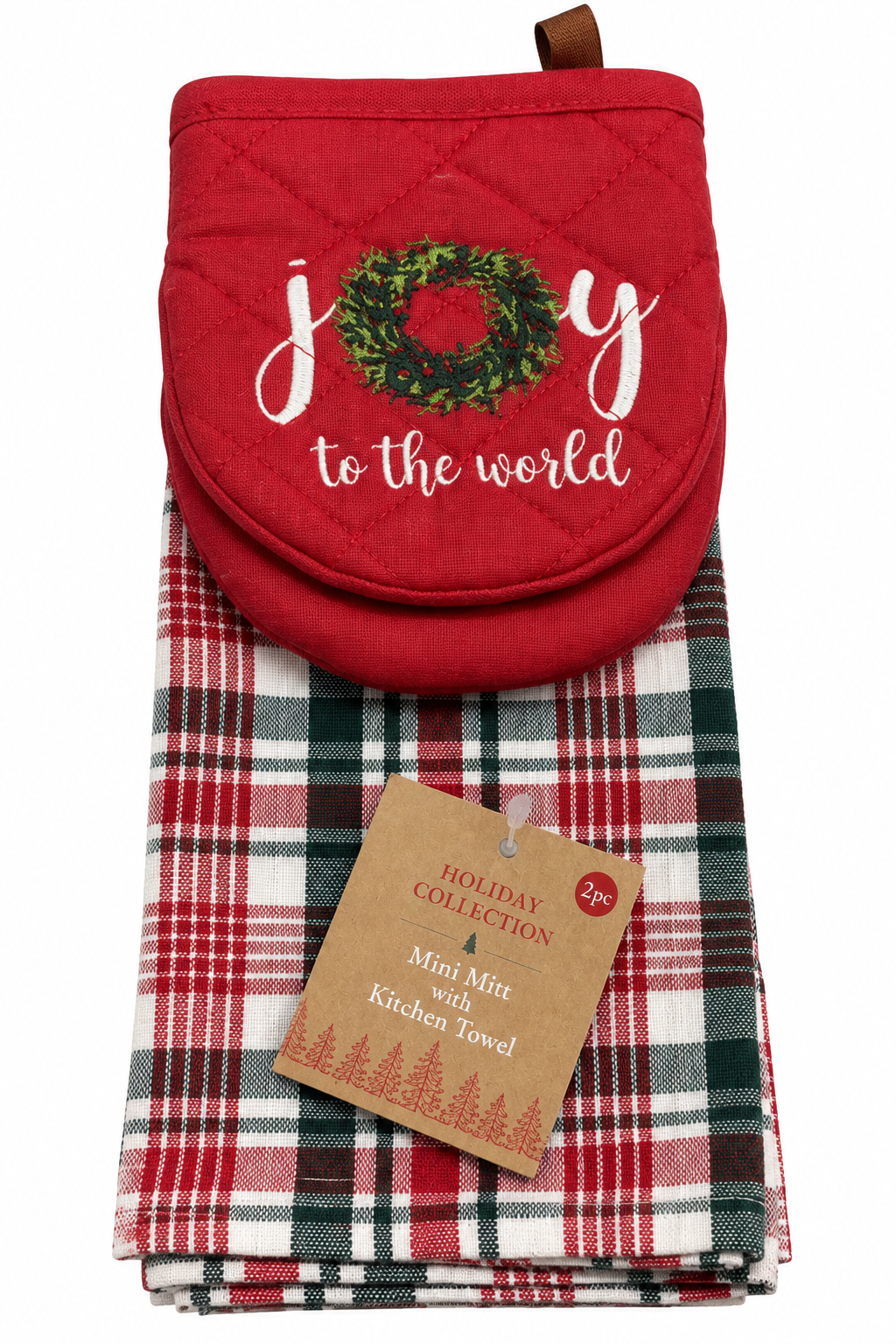 "Joy to the World" Wreath Nidico Mini Mitt & Kitchen Towel Set 2 Pk