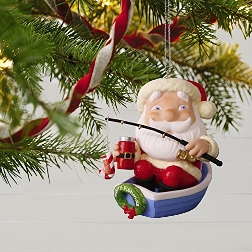 Hallmark 1595QGO1772 Fishing Santa Fishing Keepsake Christmas Ornaments