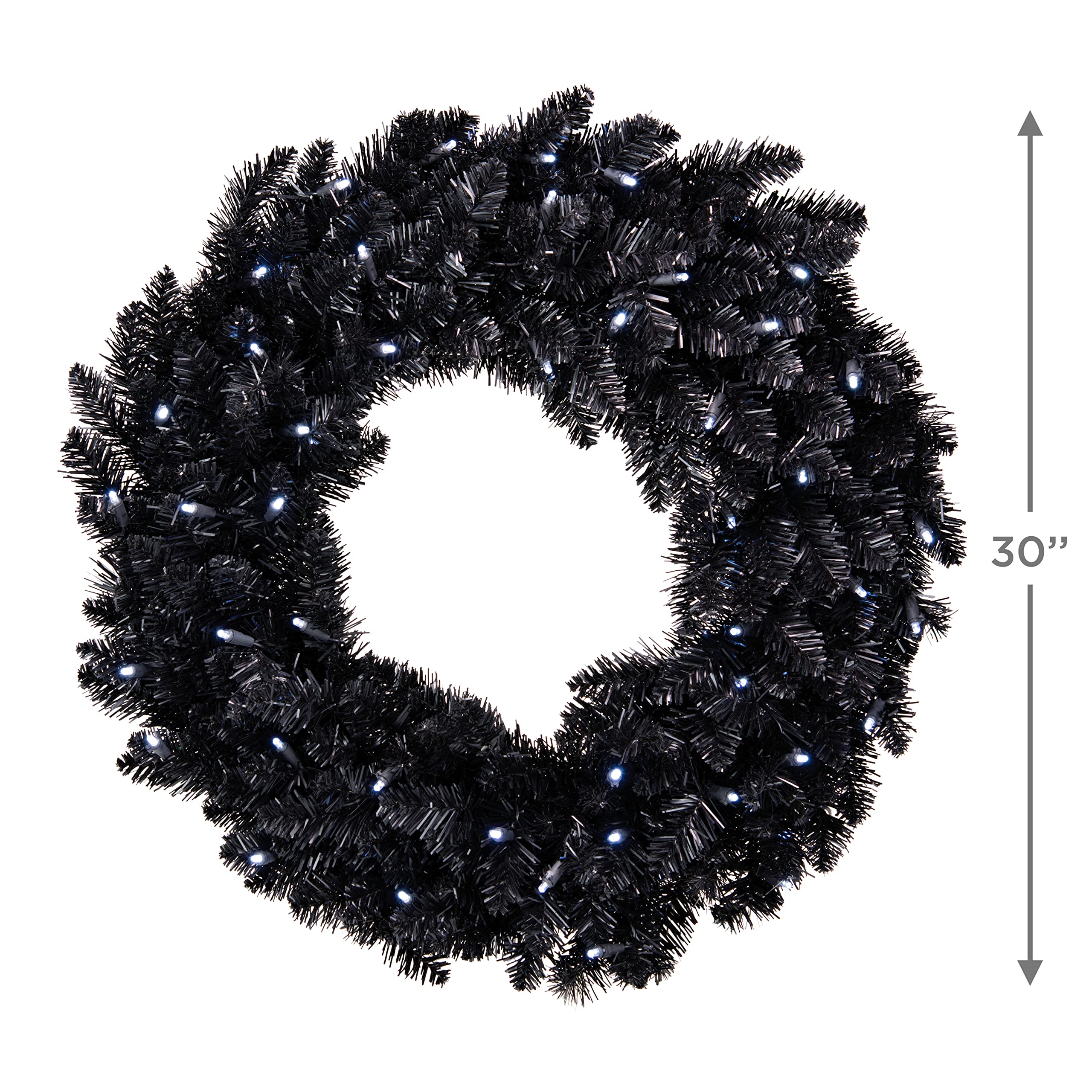 Hallmark Keepsake 2022, Sparkling Black Halloween Wreath with Lights, 30"