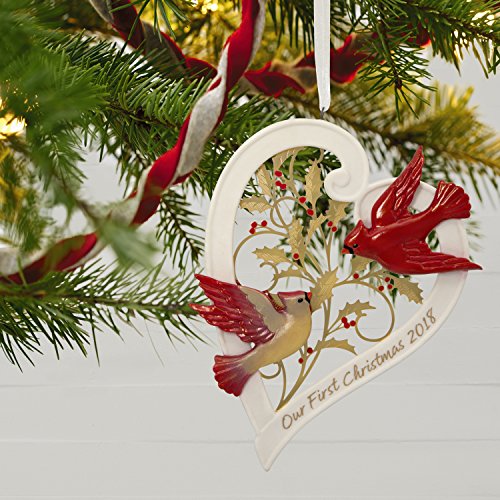 Hallmark Keepsake Christmas Ornament 2018 Year Dated, Our First Christmas Together Heart, Porcelain