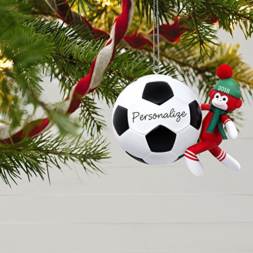 Hallmark Keepsake Personalized Christmas Ornament 2018 Year Dated, Soccer Star Sock Monkey