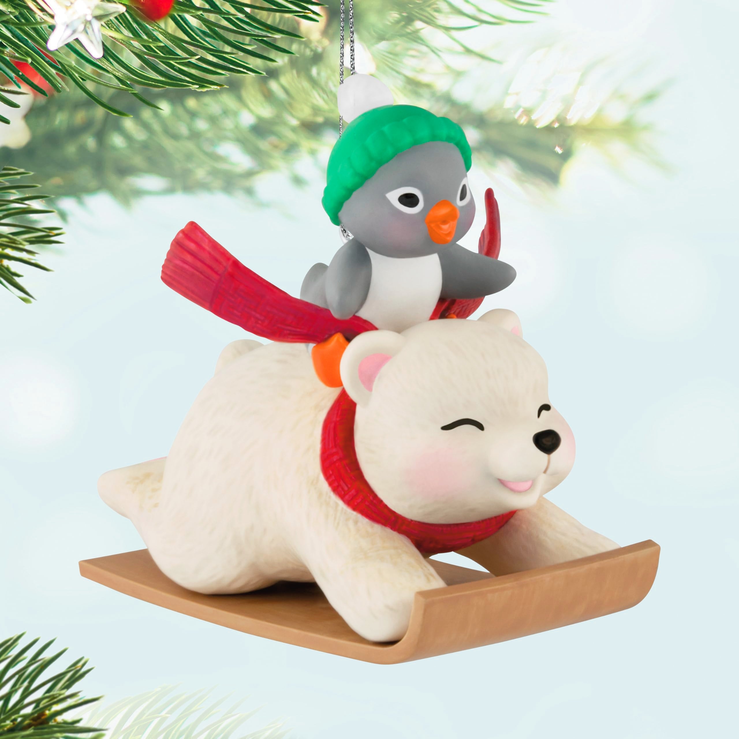 Sledding Sidekicks Snowball and Tuxedo 2025 Hallmark Keepsake Christmas Ornament