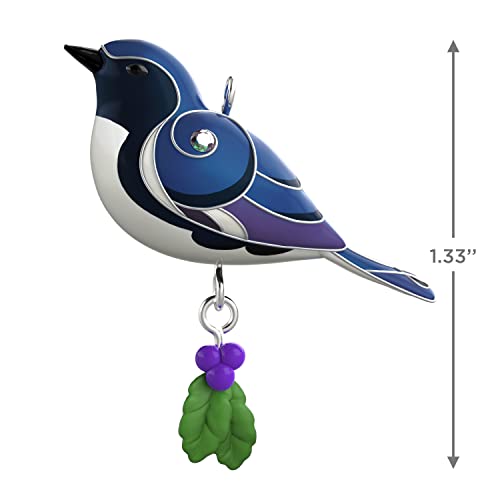 Hallmark Keepsake 1.3" Miniature Plastic Christmas Ornament 2022, Black-Throated Blue Warbler