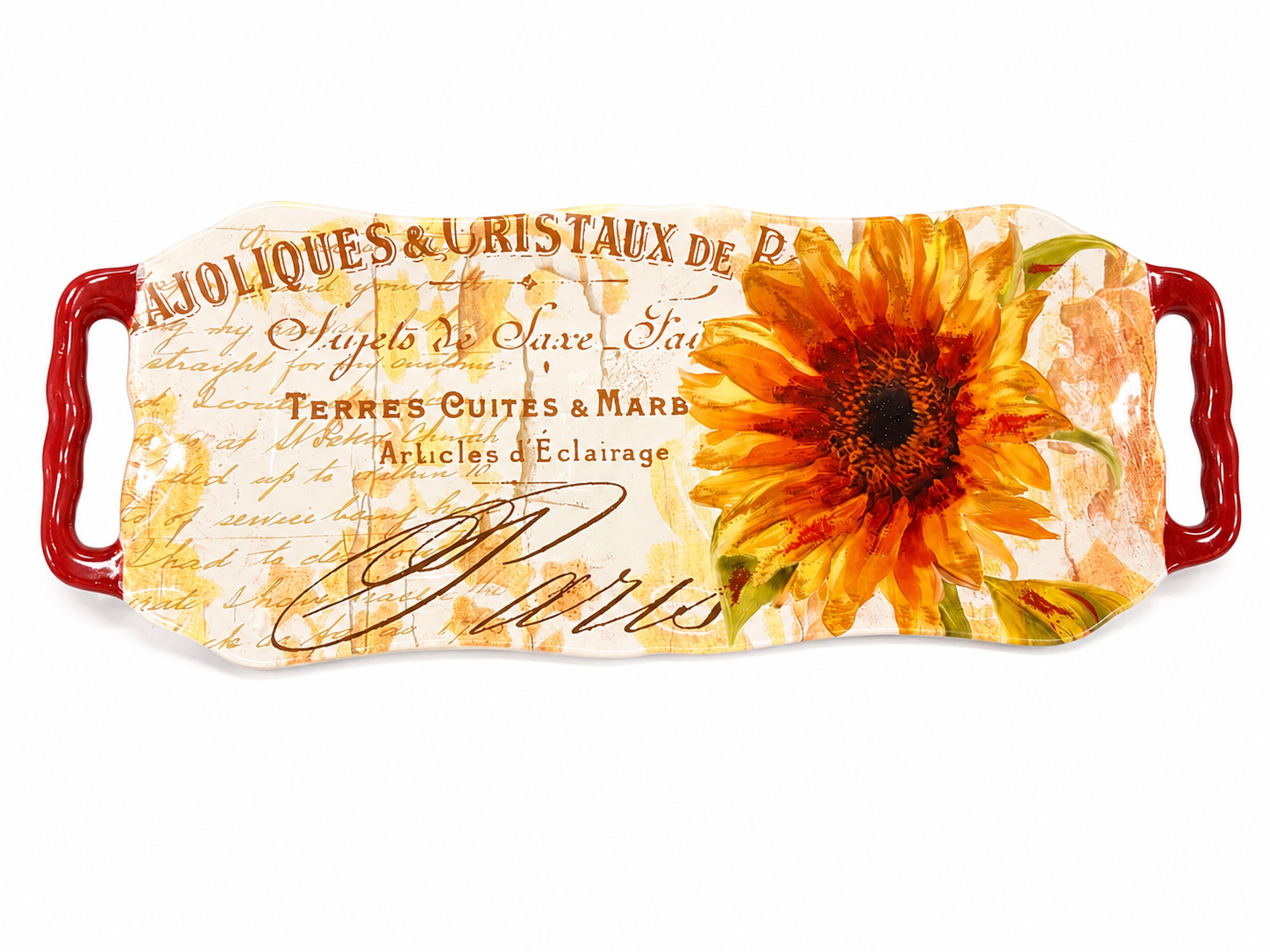 French Country Parisian Sunflower Decorative Ceramic Serving Platter