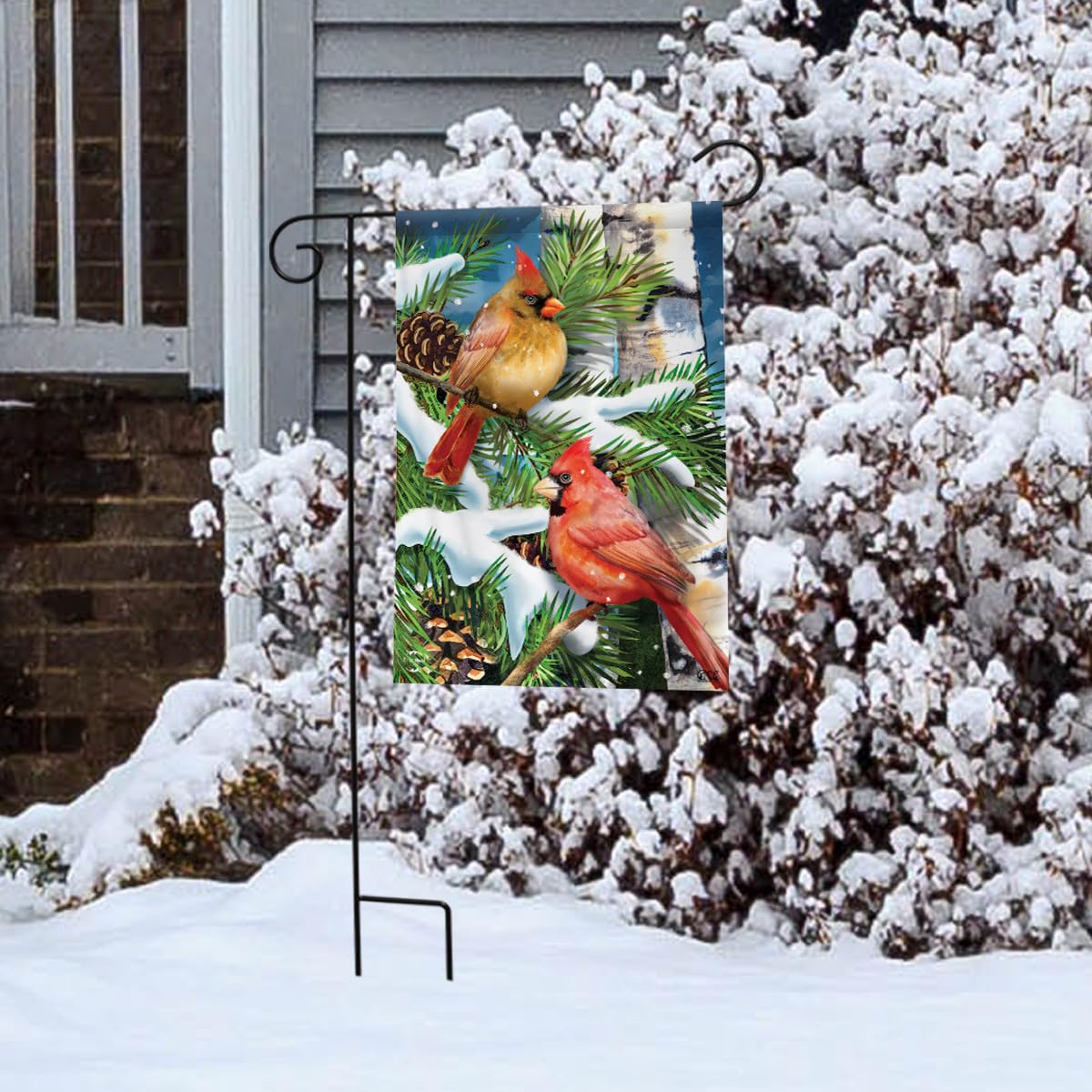 Briarwood Lane 12.5" x 18" Premium Winter Cardinals & Pinecones Garden Flag