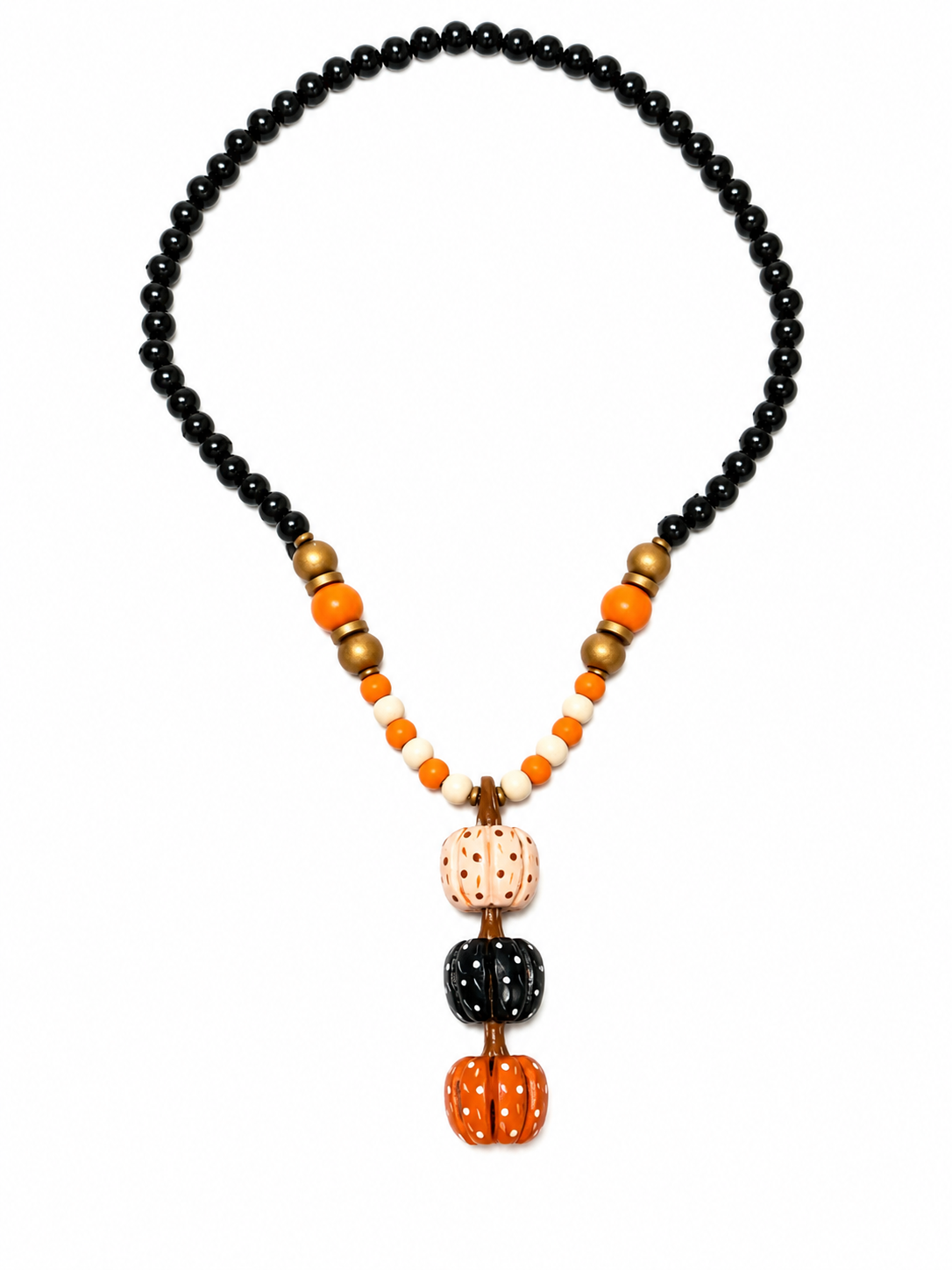 Simply Southern Painted Stacked Wooden Pumpkin Beaded Statement Necklace
