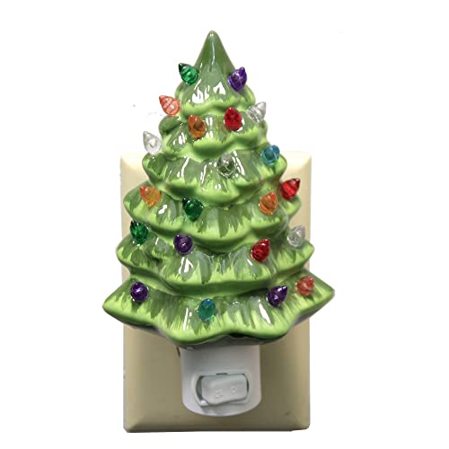 Midwest CBK Lights in the Night Ceramic Christmas Tree Plug-In Night Light