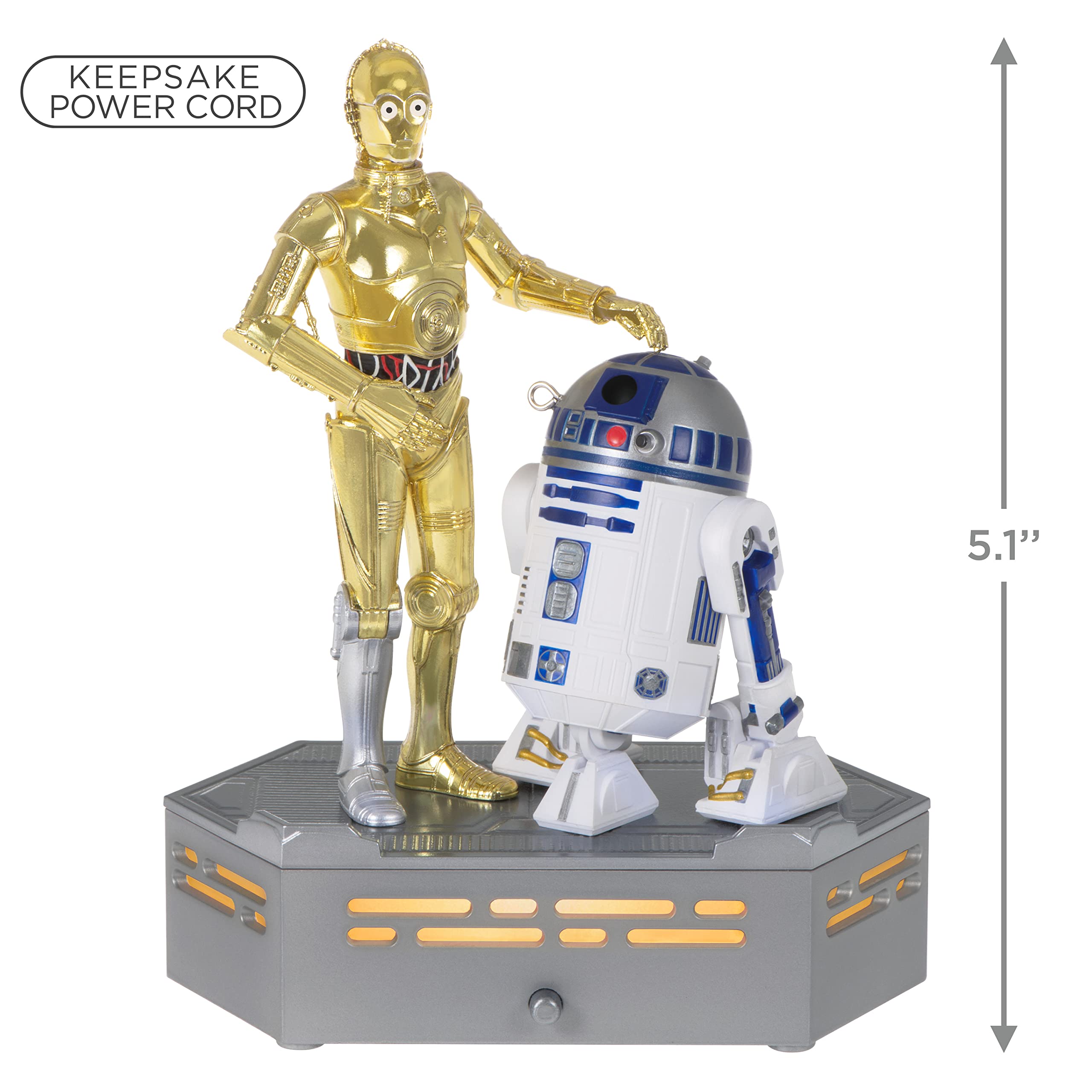 Hallmark Keepsake Christmas Ornament 2022, Star Wars: A New Hope Collection C-3PO and R2-D2, Storytellers Light and Sound (3999QXI7923)