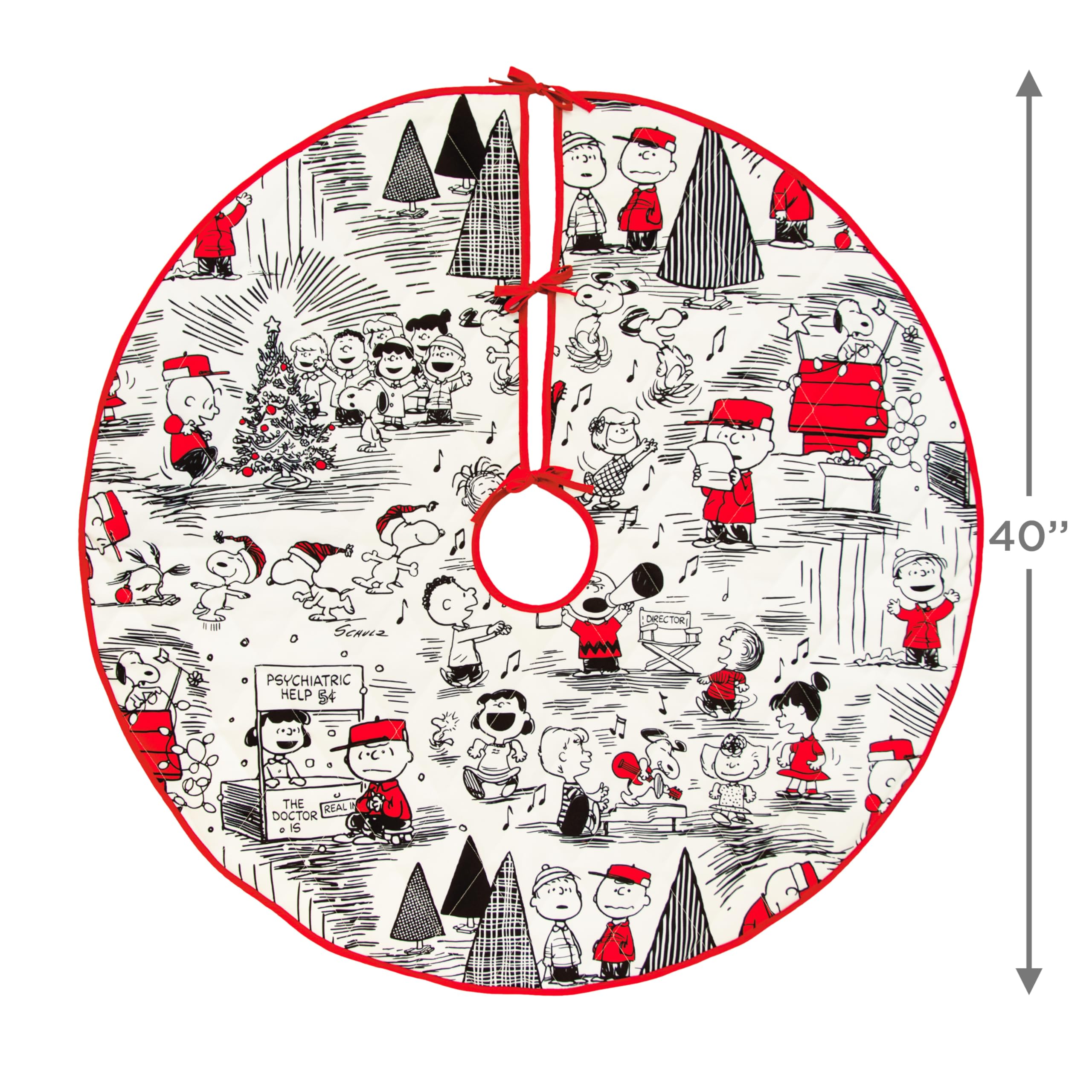 Hallmark Peanuts Gang Fabric Christmas Tree Skirt, 40"
