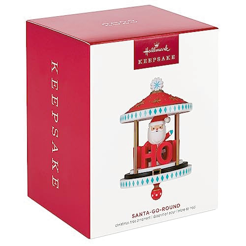 Hallmark Keepsake Christmas Ornament with Motion 2023, Santa-Go-Round, Ho Ho Ho Carousel