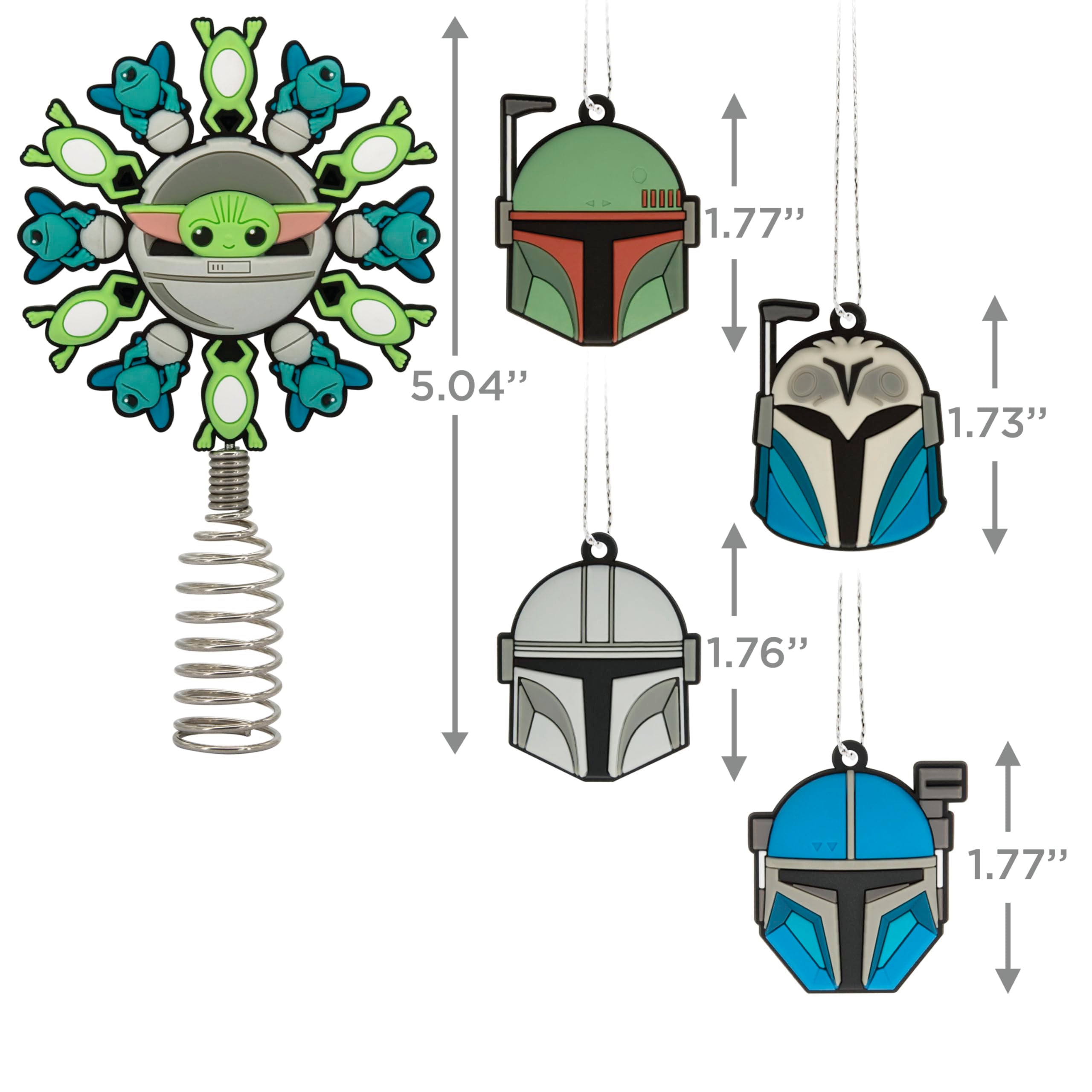 Hallmark Star Wars: The Mandalorian Mini Christmas Tree Topper and Ornaments, Set of 5, May The 4th