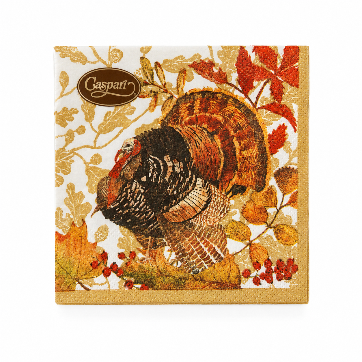 Caspari Woodland Turkey Paper Cocktail Napkins - 20 Per Package, 2 Packs