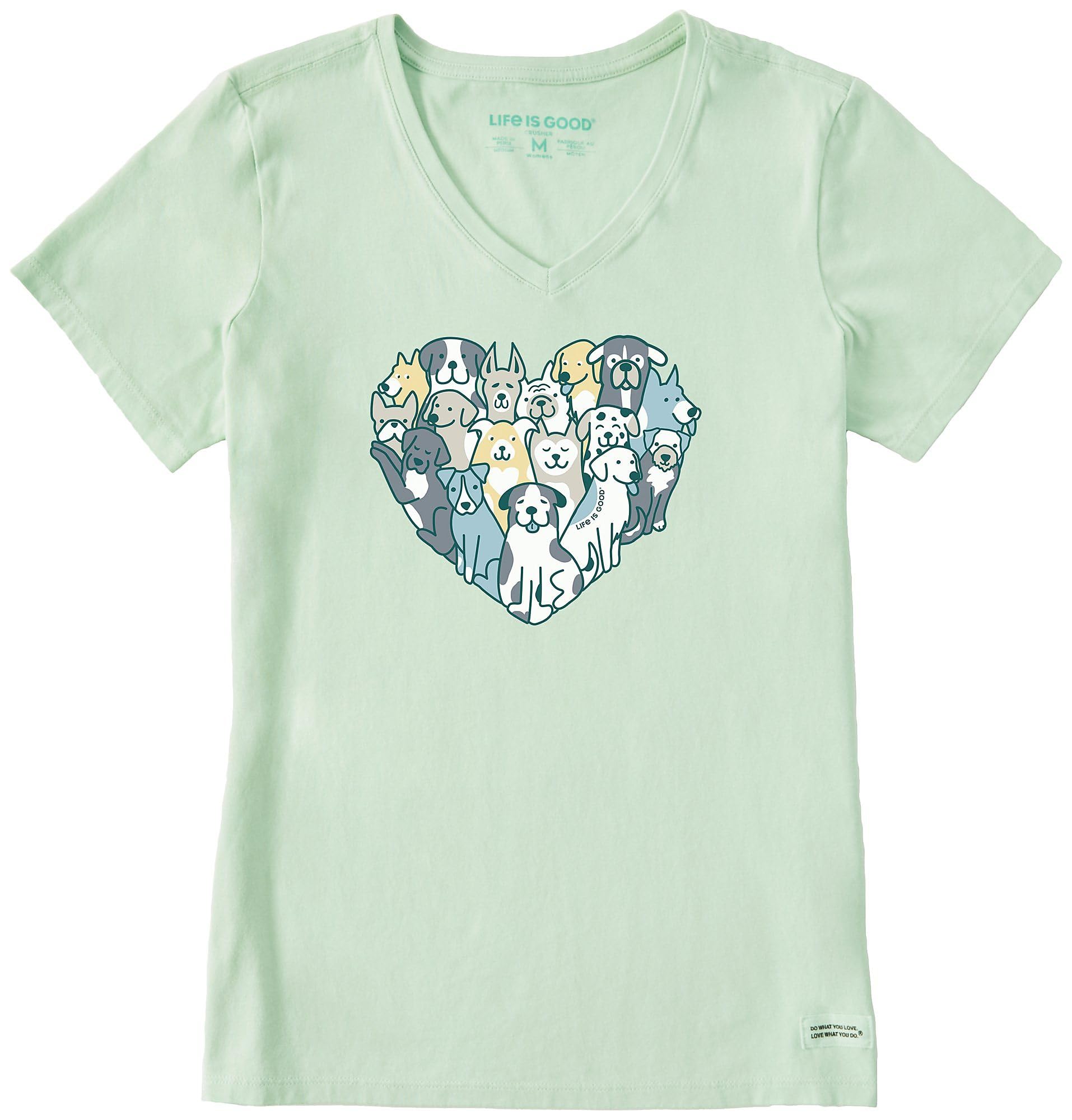 SM Life is Good® Women’s Dog Heart Graphic V-Neck Crusher T-Shirt