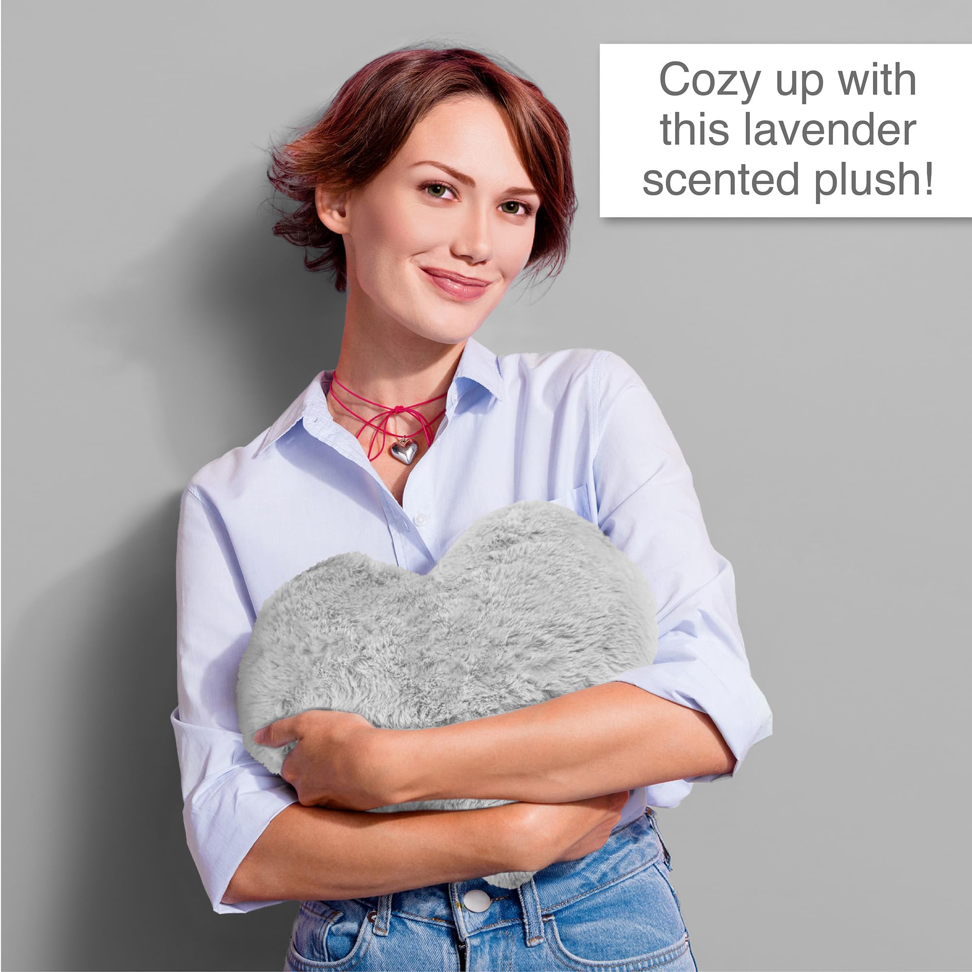 Warm Pals Gray Heart Plush Microwavable Weighted Lavender Scented Pillow NWT