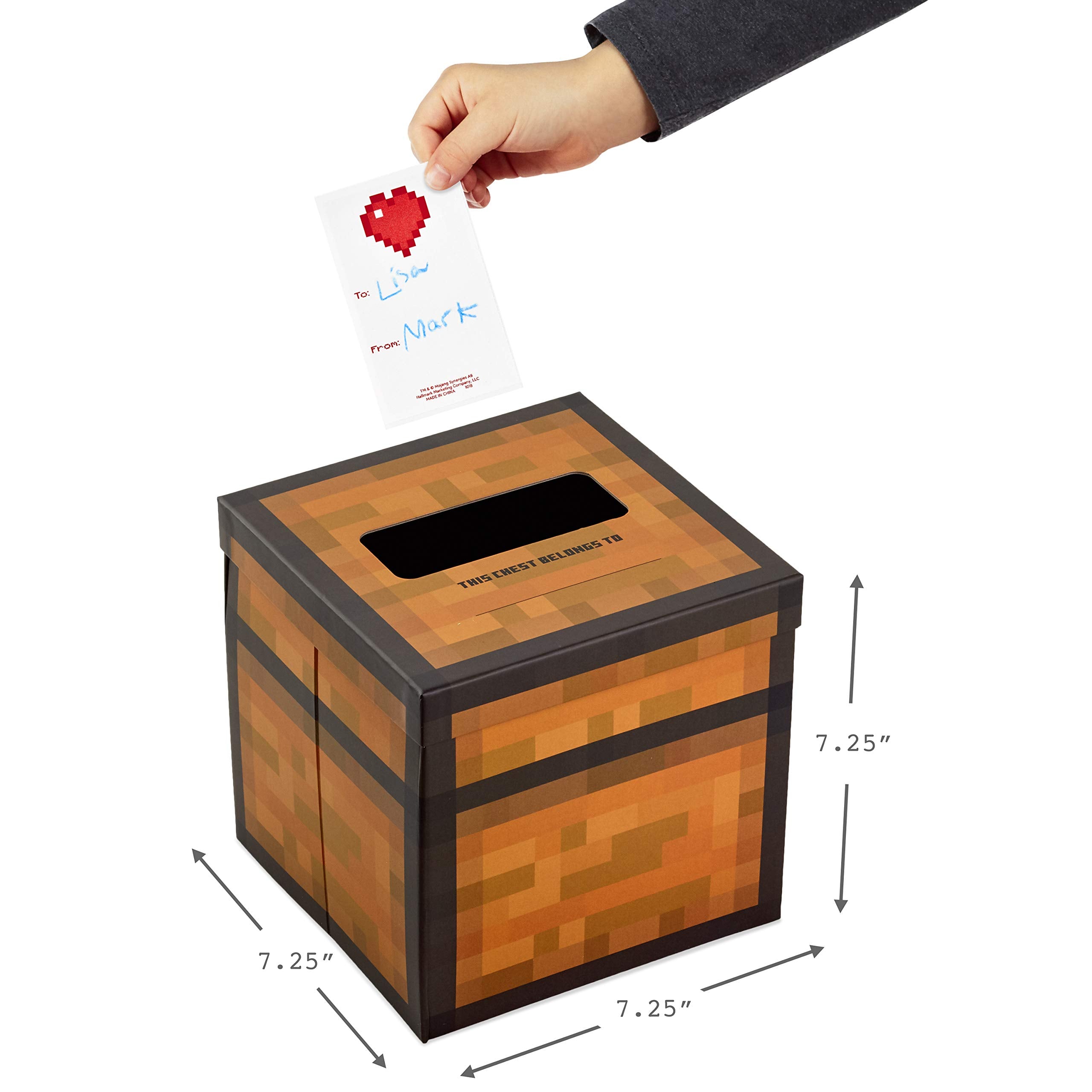 Hallmark Minecraft Valentines Day Cards and Mailbox for Kids School Classroom Exchange (1 Box, 32 Valentine Cards, 35 Stickers, 1 Teacher Card)