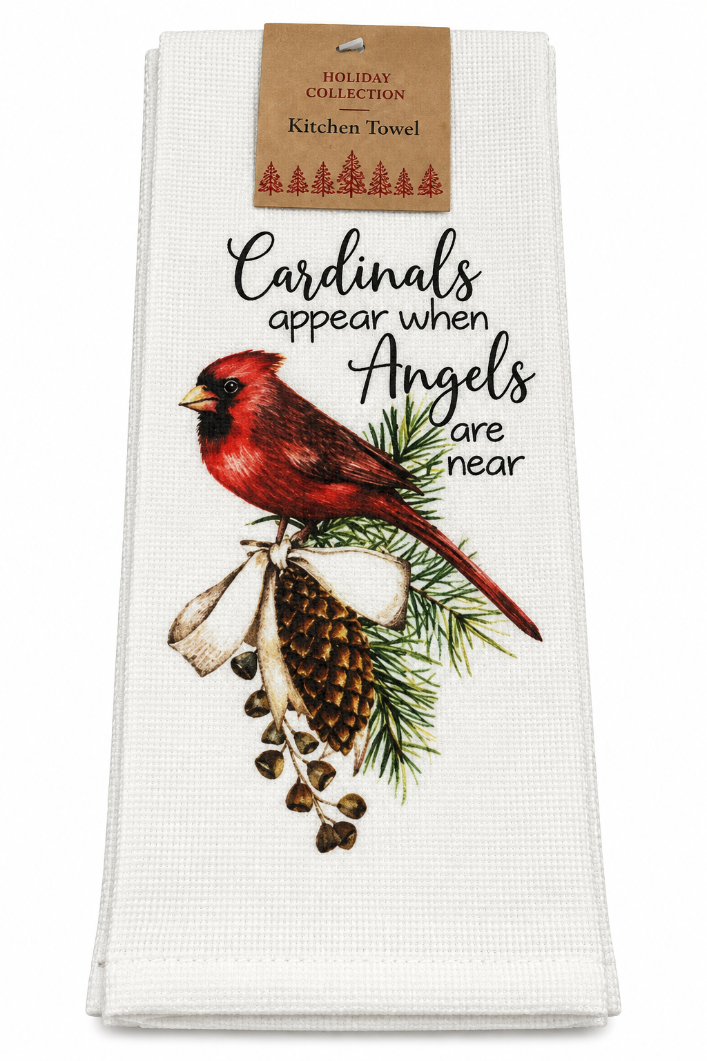"Cardinals Appear When Angels Are Near" Nidico Christmas Kitchen Towel