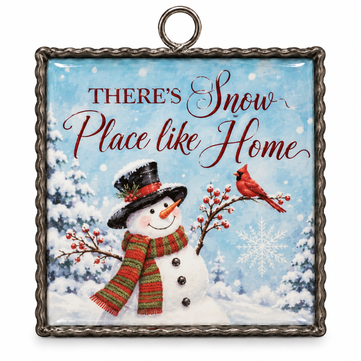 Rustic Corrugated Metal "There's Snow Place Like Home" Wall Plaque / Hanging Decor