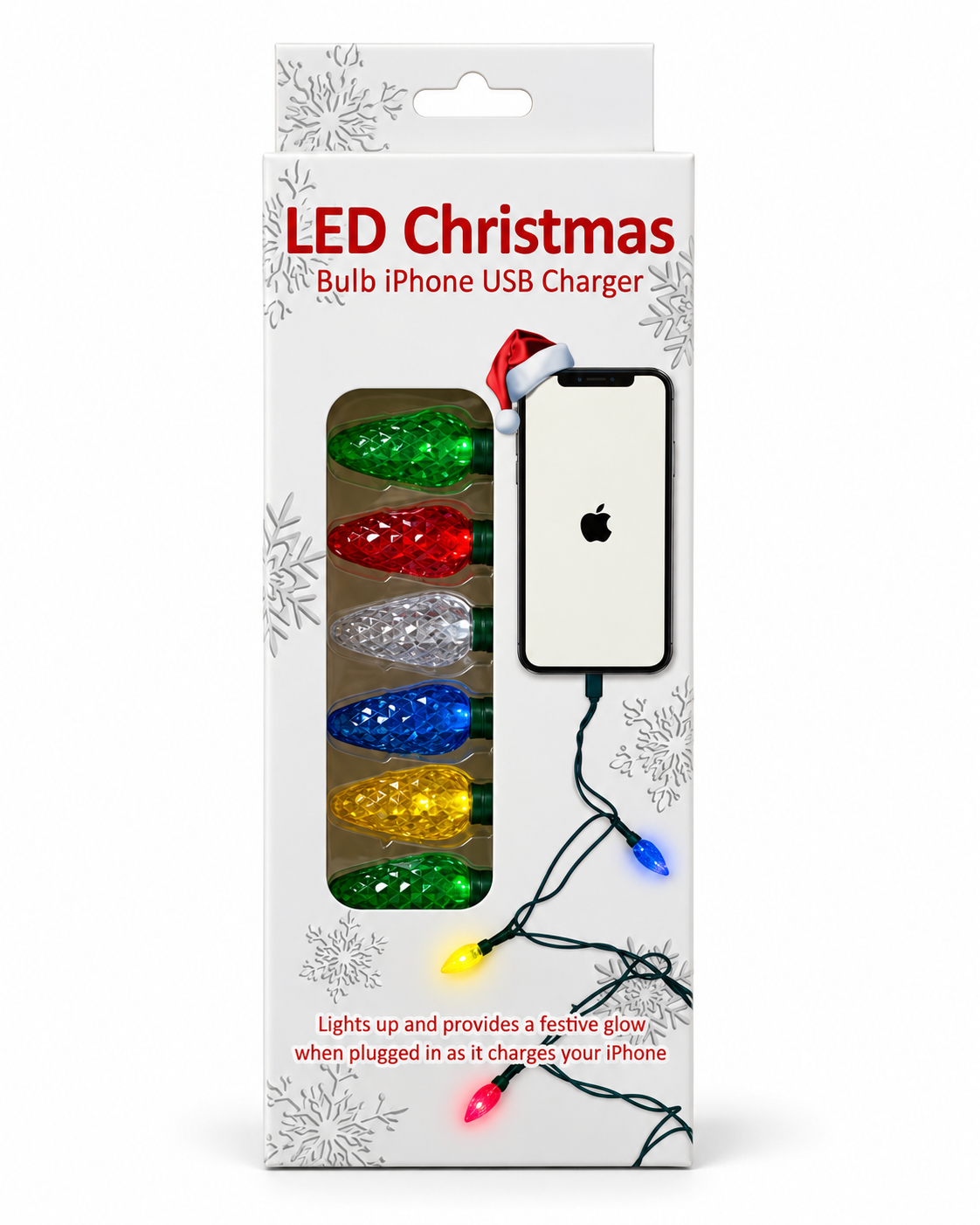 LED Christmas Bulb Light Up iPhone Charging Cable USB Cord