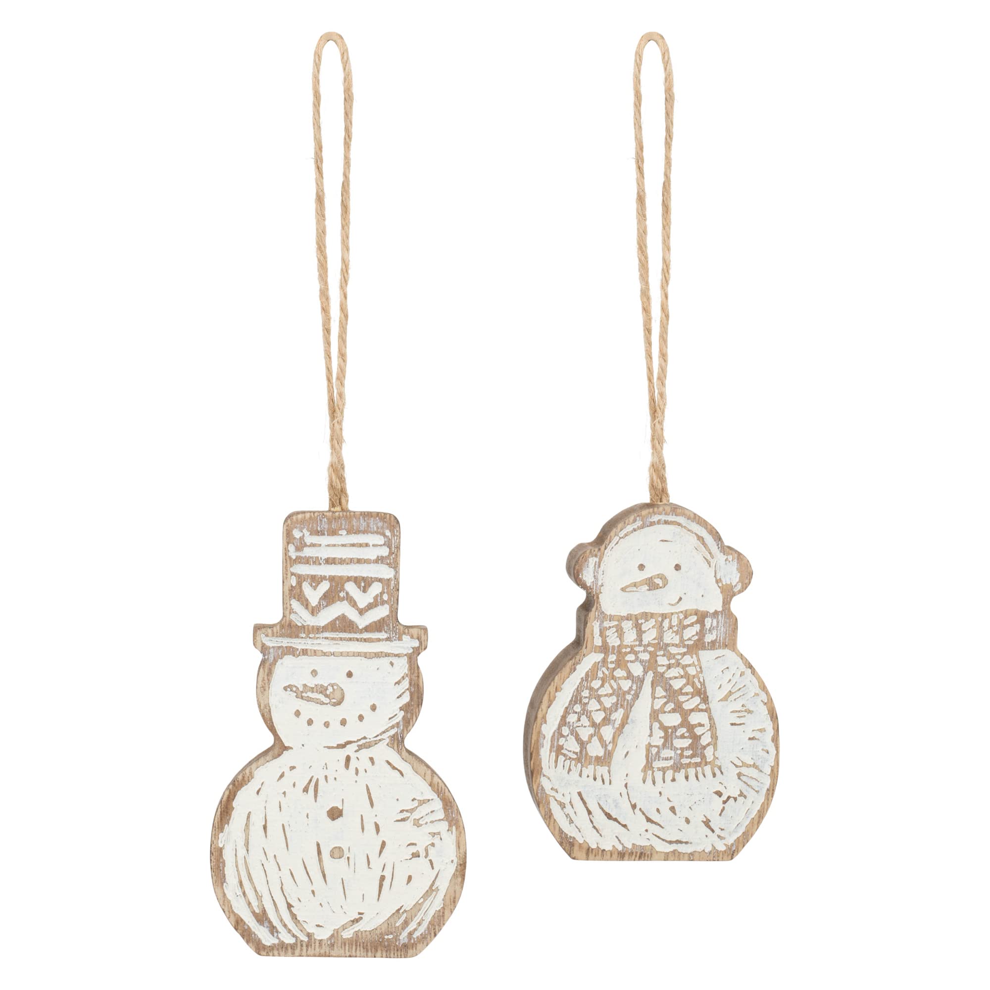 Wood Snowmen Ornaments - 2 Assorted