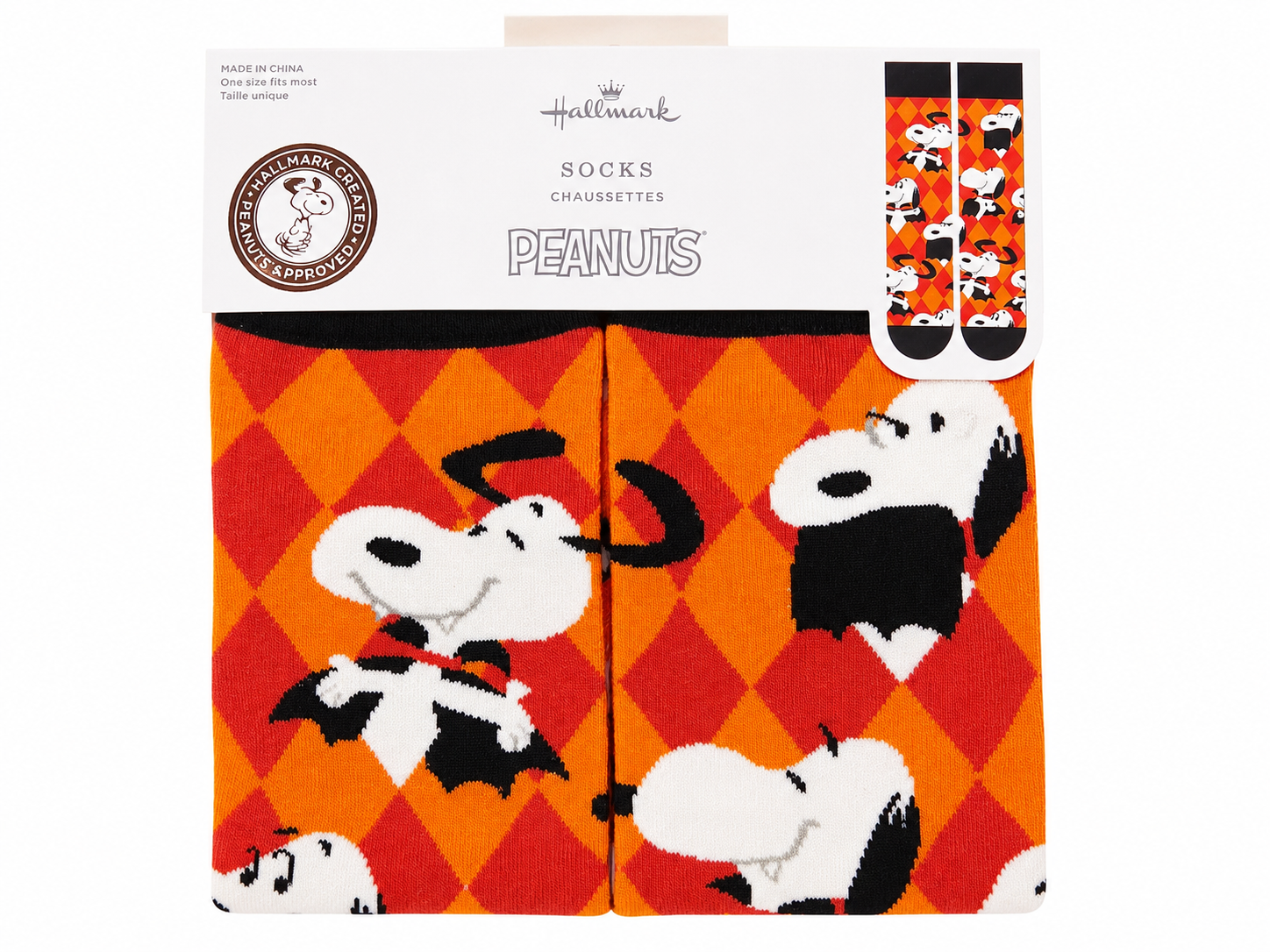 "Vampire Bat Snoopy" Peanuts Hallmark Halloween Socks