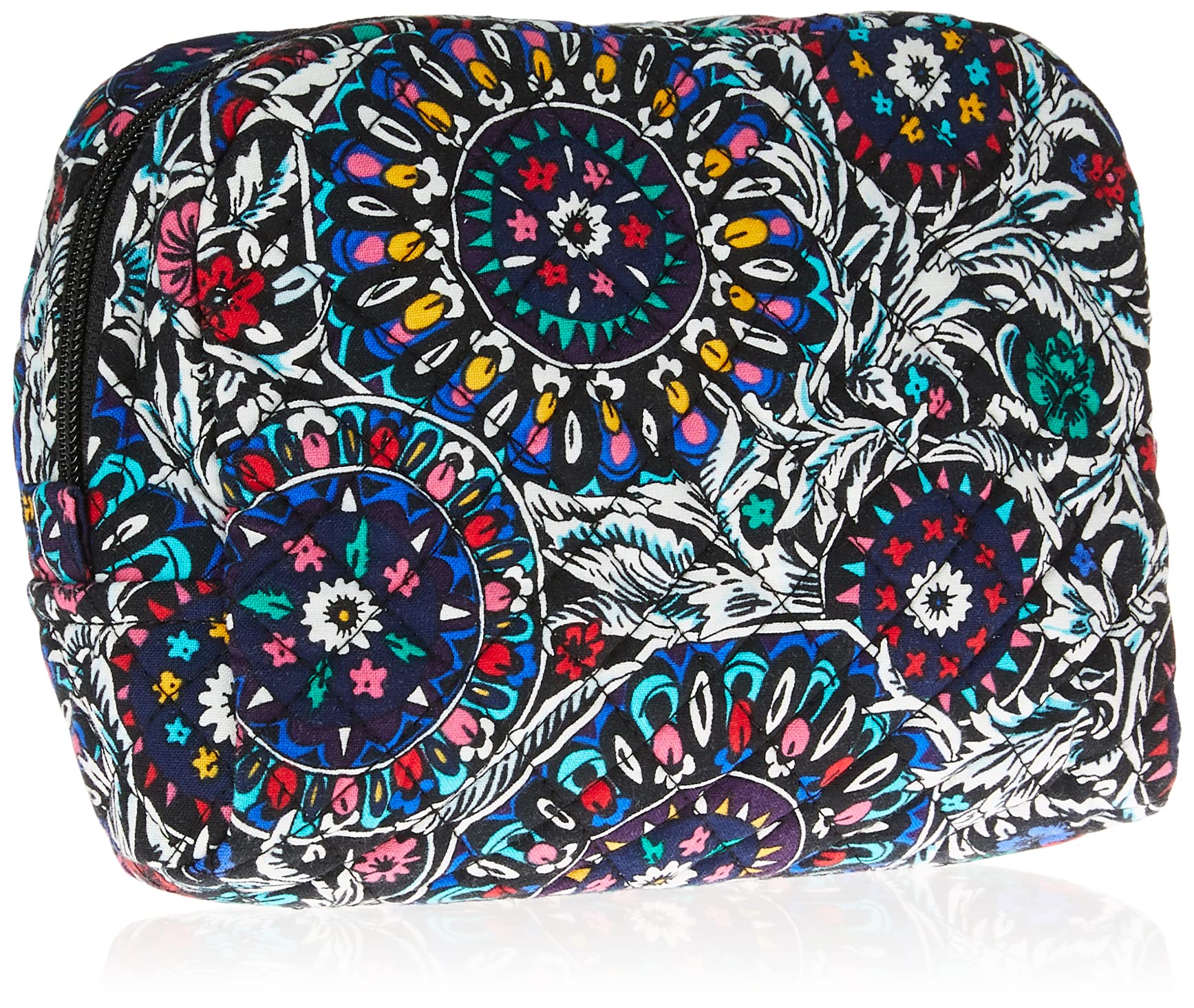 Vera Bradley Women's Cotton Medium Cosmetic Makeup Organizer Bag, Stained Glass Medallion - Recycled Cotton, One Size