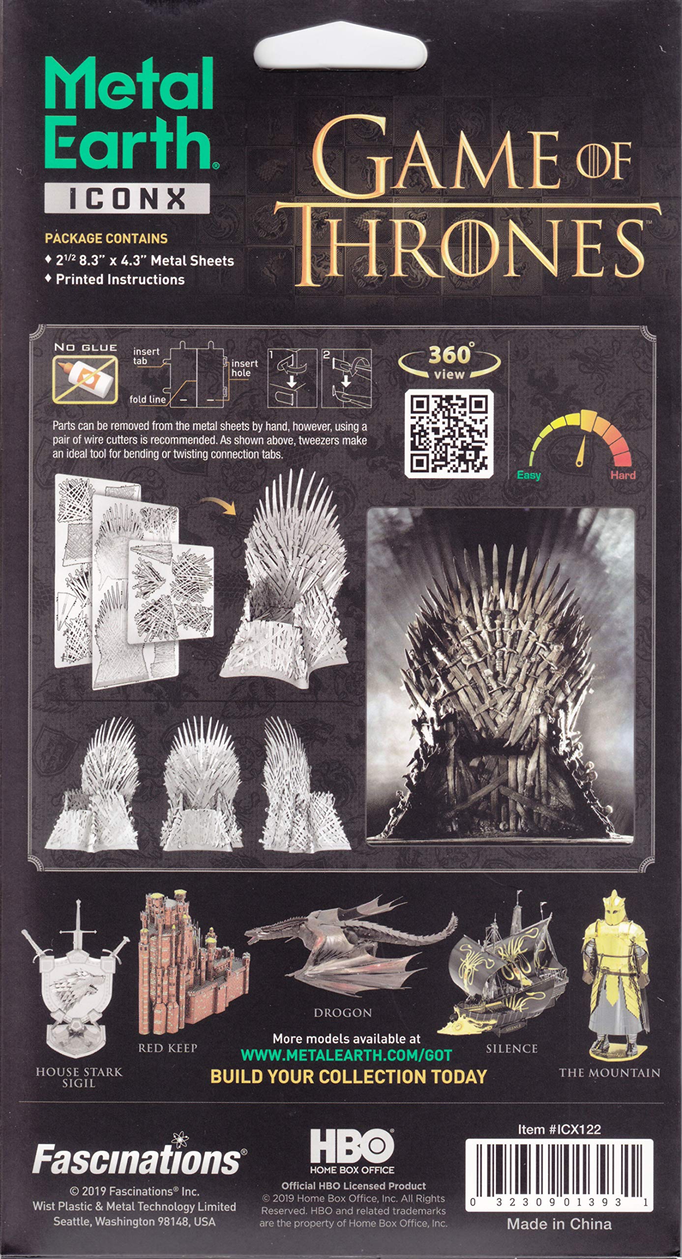 Fascinations Metal Earth ICONX Game of Thrones Iron Throne 3D Metal Model Kit