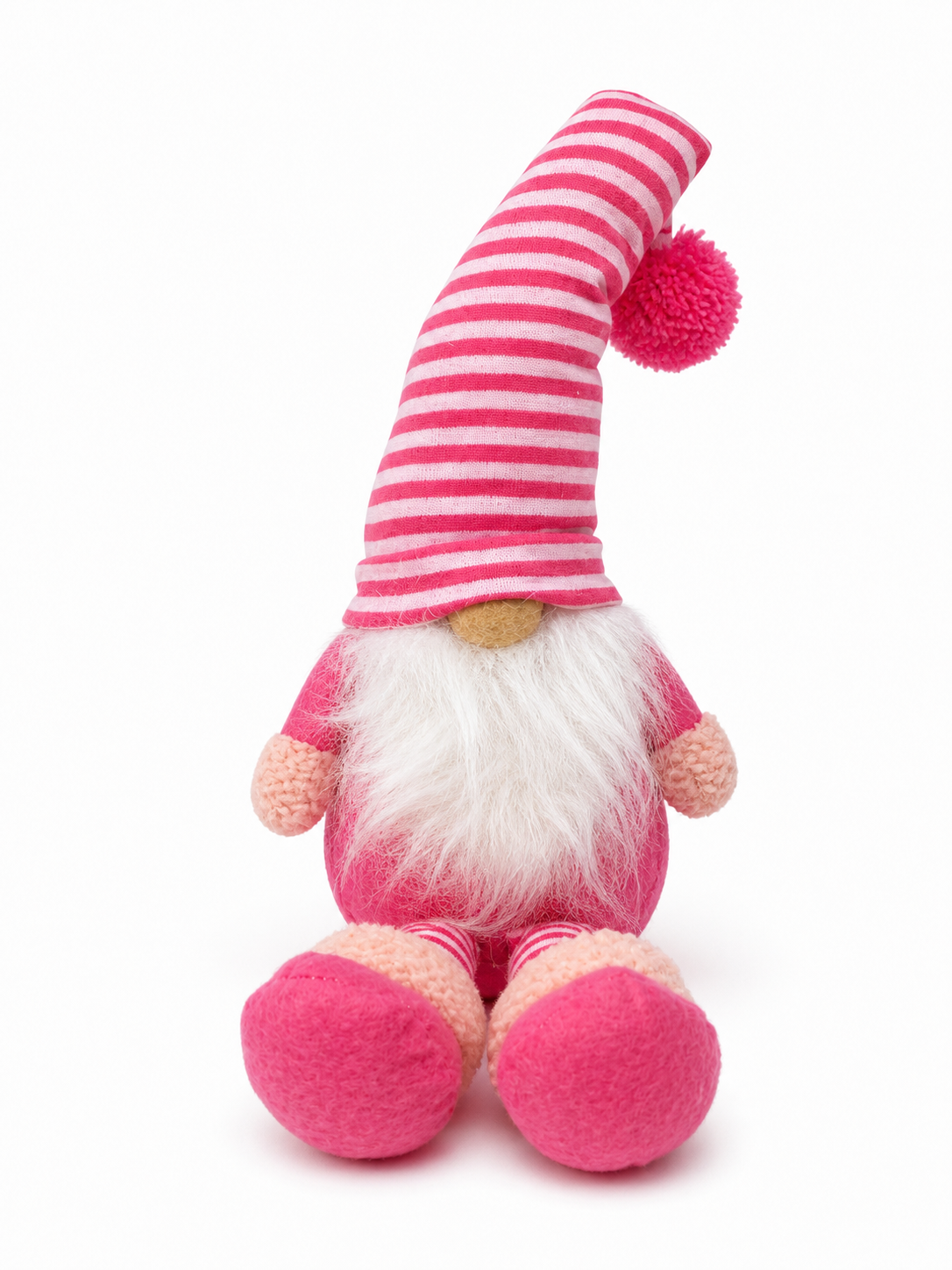 Striped Hat Gnome, Valentines Day Plush Gnome