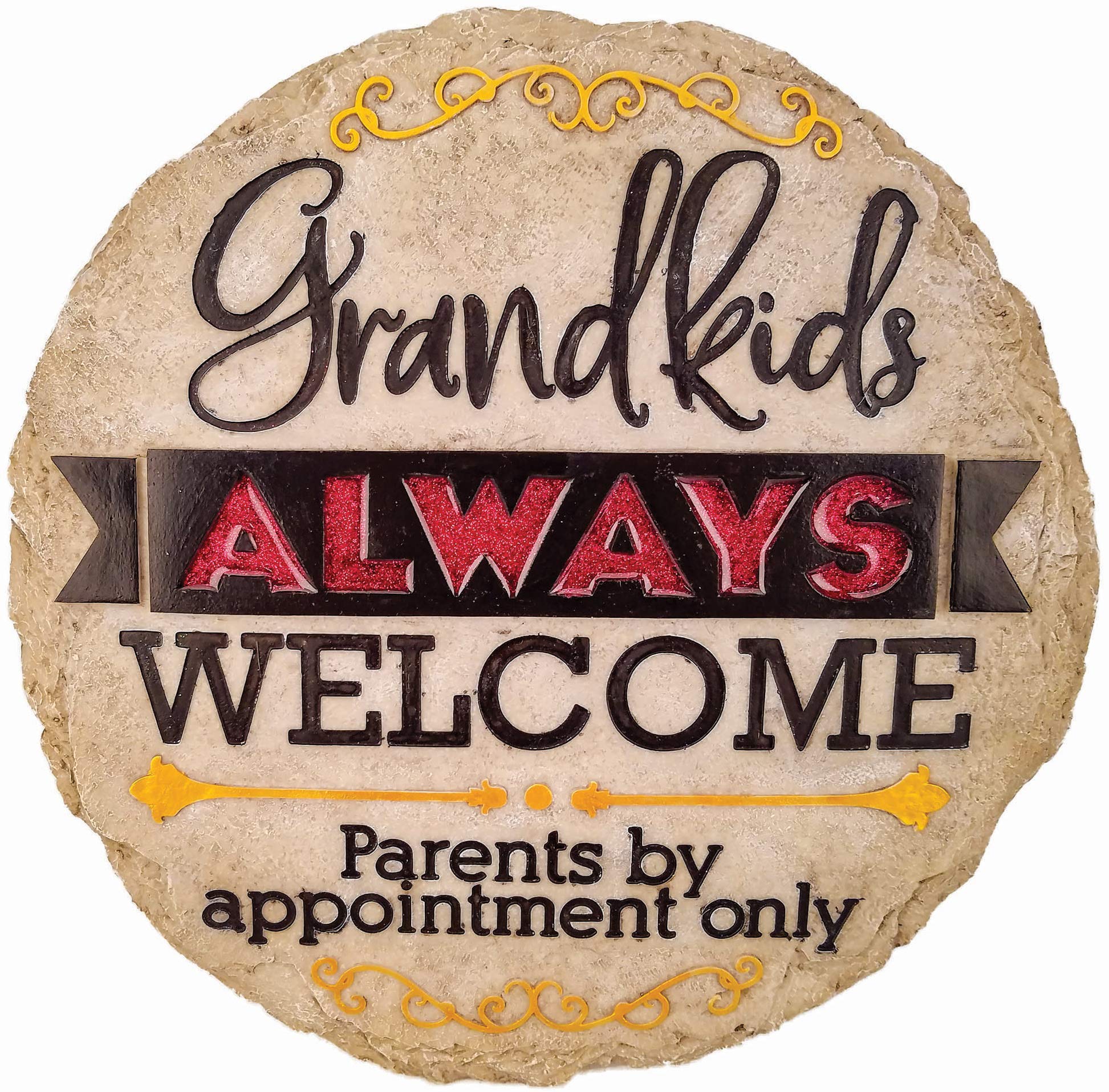 Spoontiques - Garden Décor - Grandkids Welcome Stepping Stone - Decorative Stone for Garden