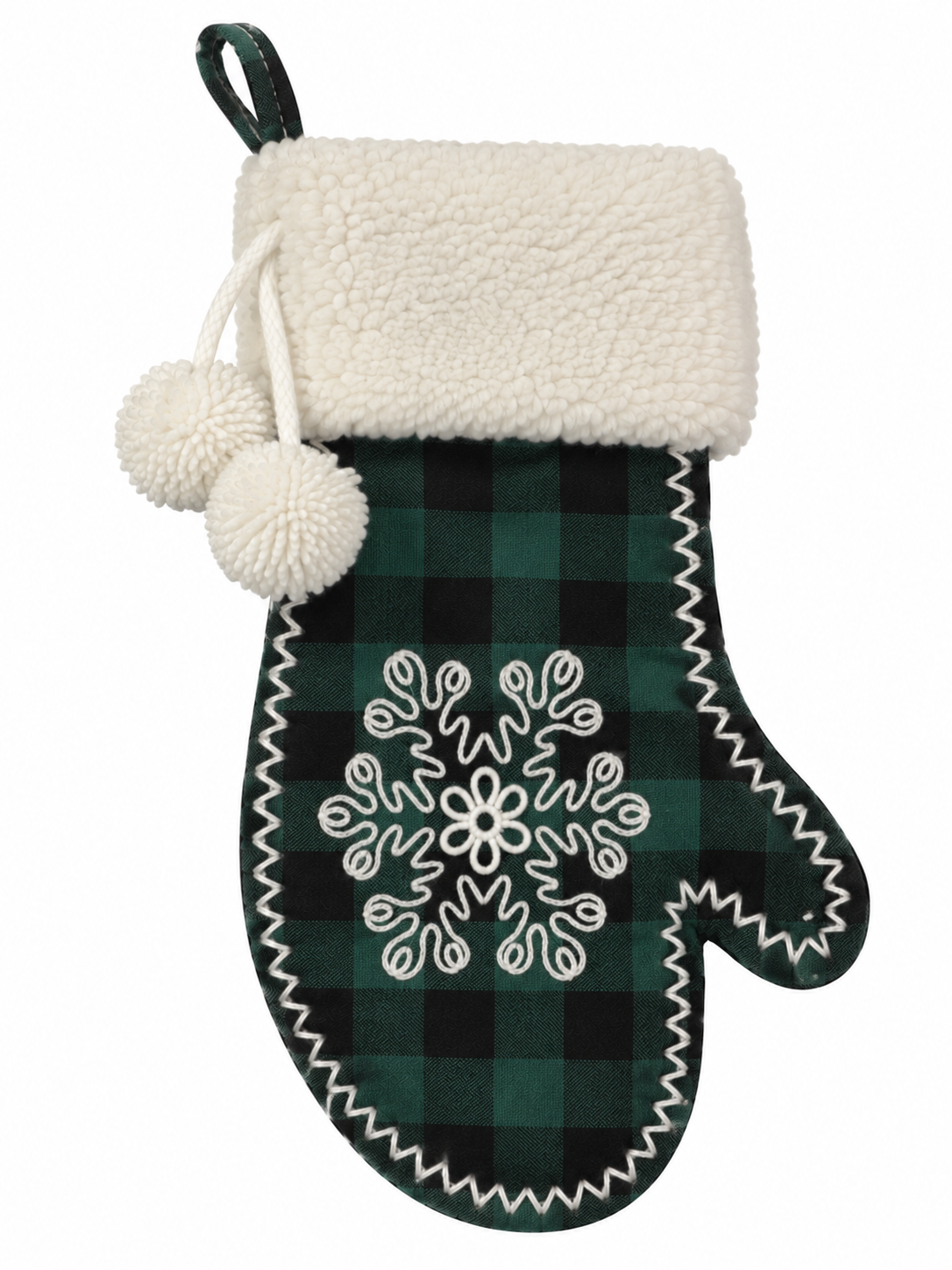 Green & Black Plaid Mitten-Shaped Mini Christmas Stockings