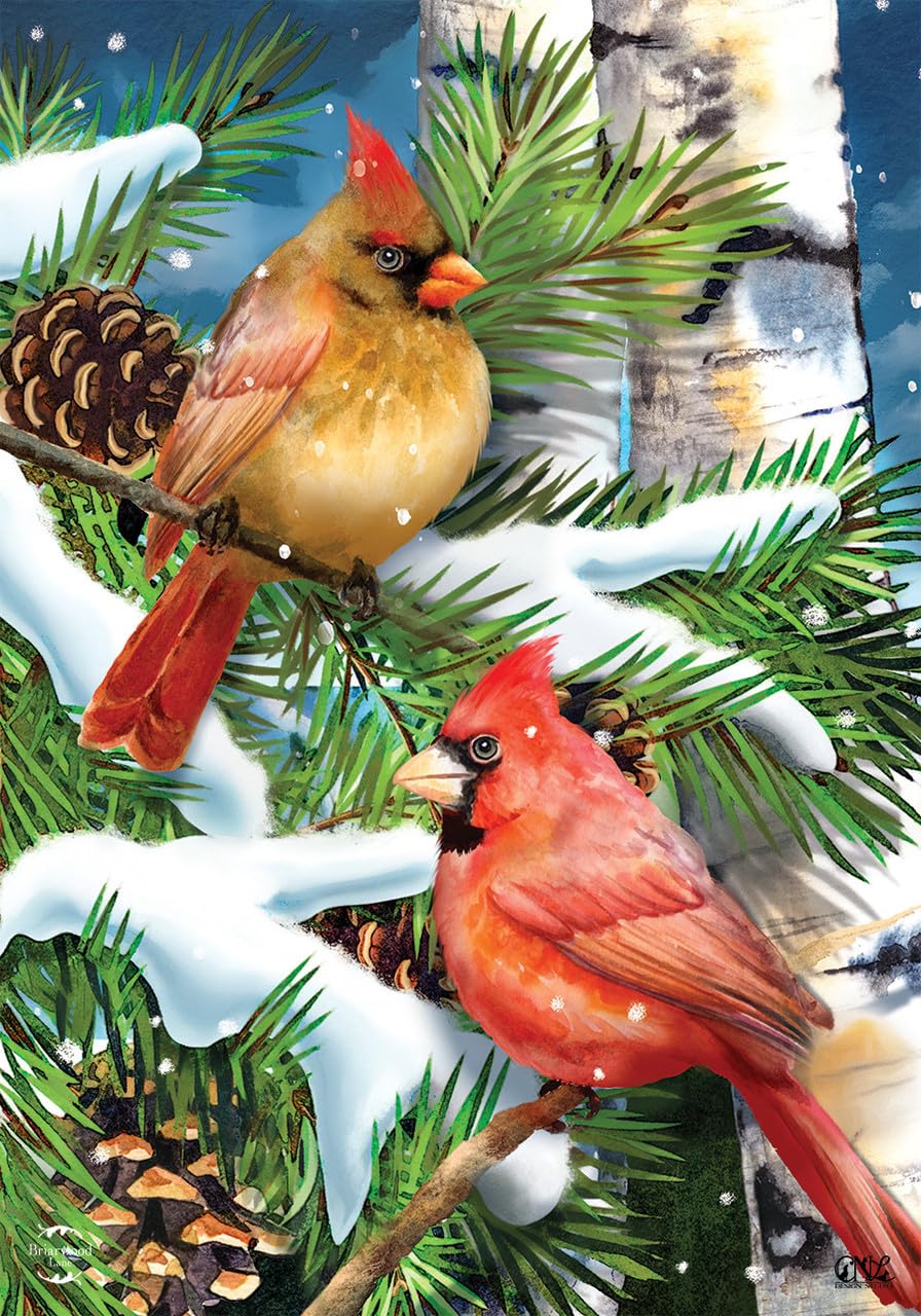 Briarwood Lane 12.5" x 18" Premium Winter Cardinals & Pinecones Garden Flag