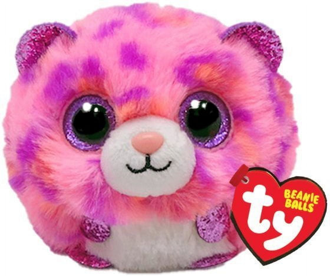 Ty Beanie Balls Topaz the Pink Leopard Round Plush