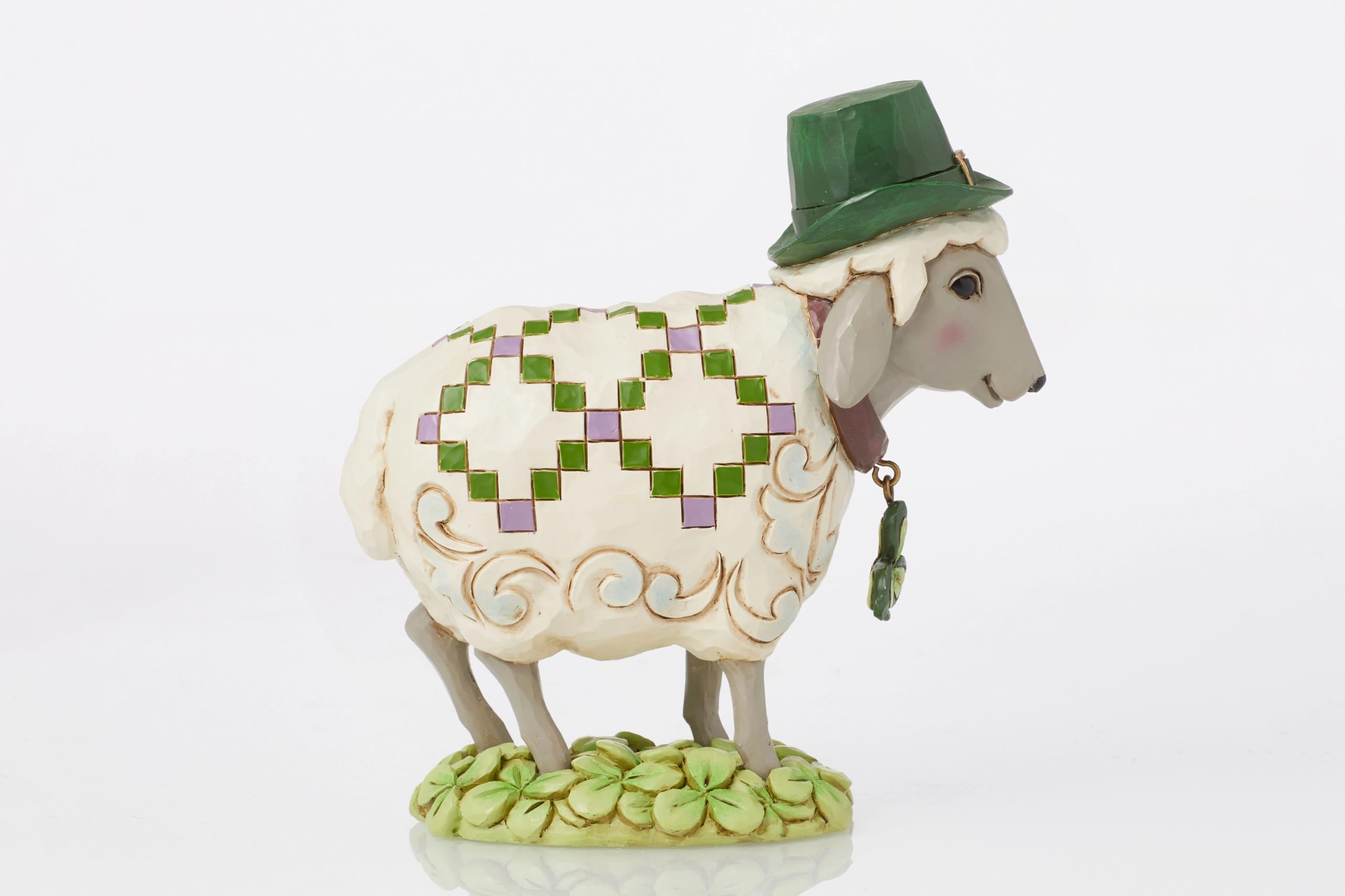 Enesco Jim Shore Heartwood Creek Irish Sheep in a Clover Patch Figurine, 5.12 Inch