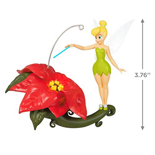 Hallmark Keepsake Christmas Ornament 2023, Disney Tinker Bell Pixie-Dusted Poinsettia, Gifts for Disney Fans