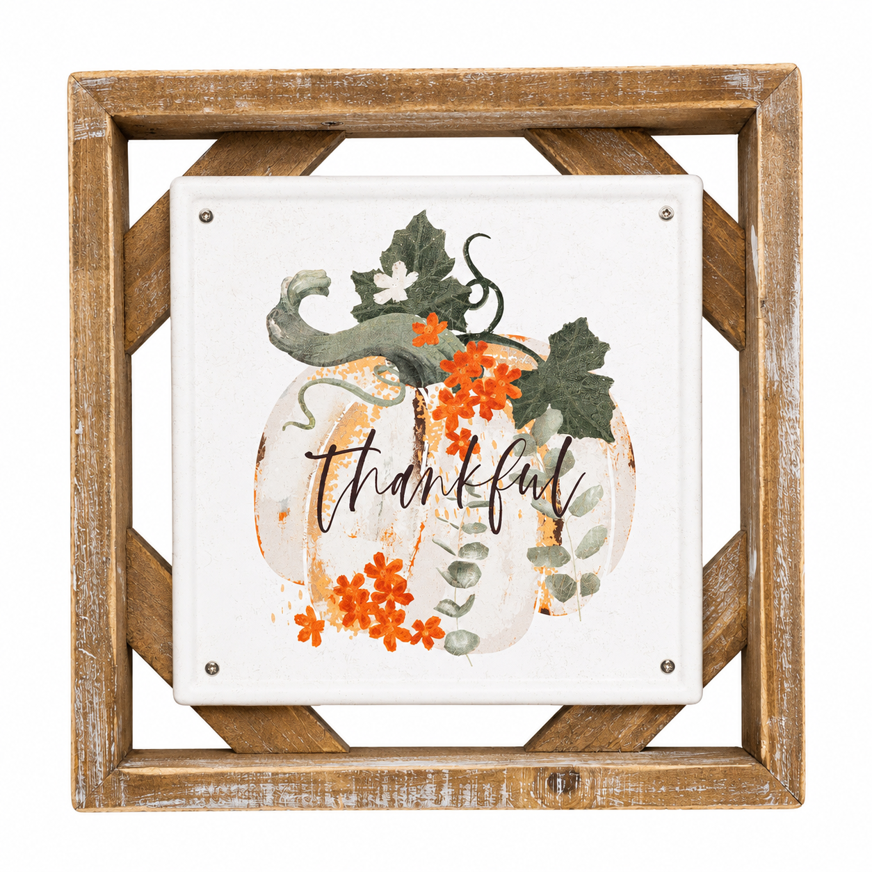 Transpac "Thankful" Wooden Framed Wall Decor