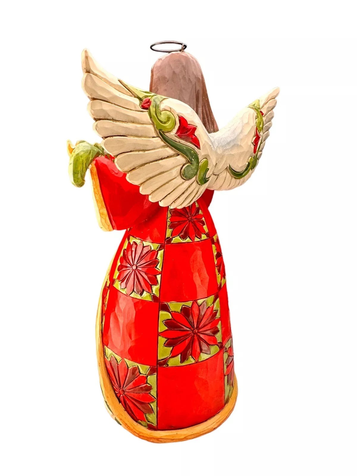 Jim Shore Figurine "Christmas Beauty" Red/Green Angel with Poinsettia